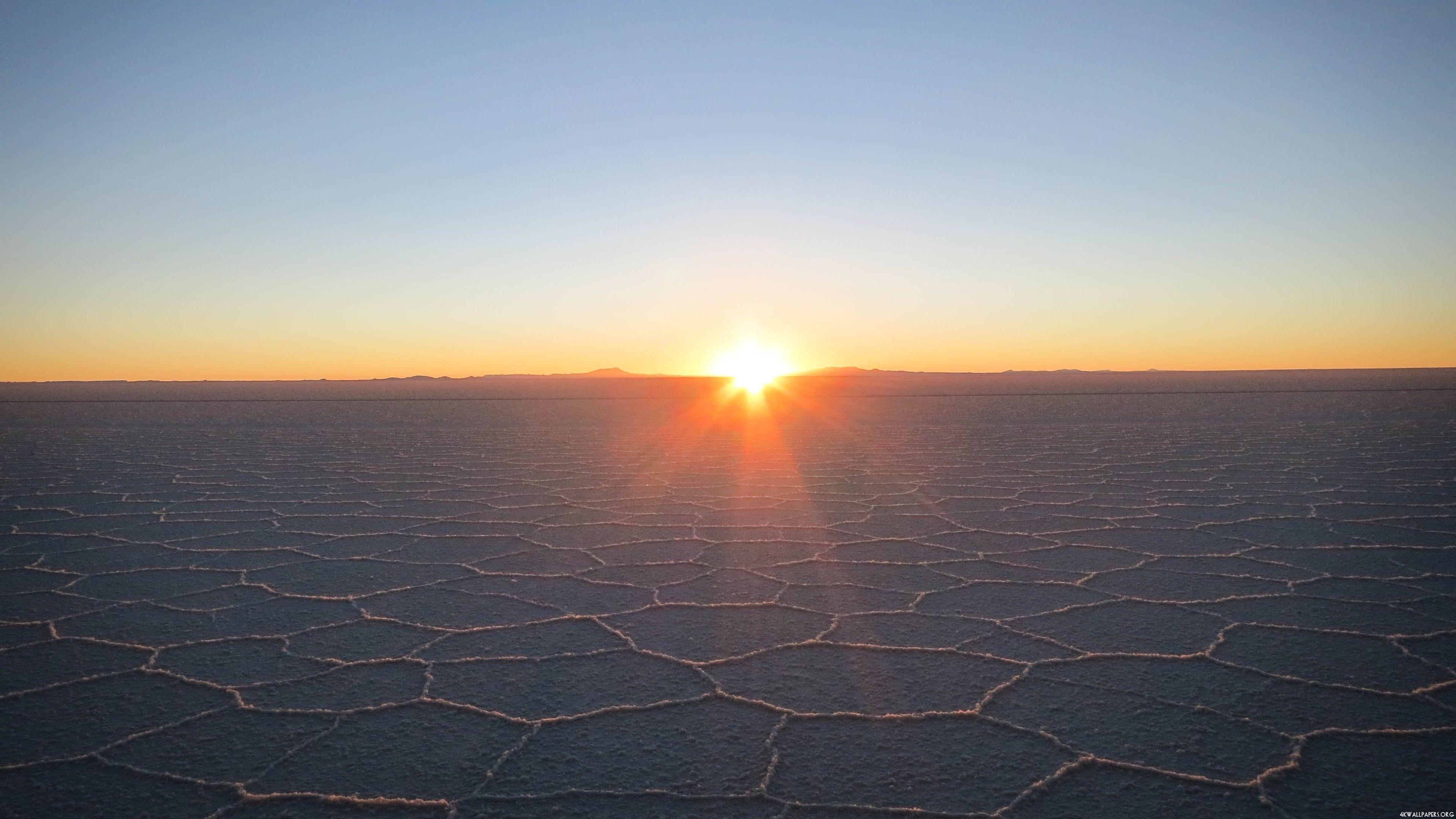 3840x2160 4K Salt Desert Sunset Wallpaper