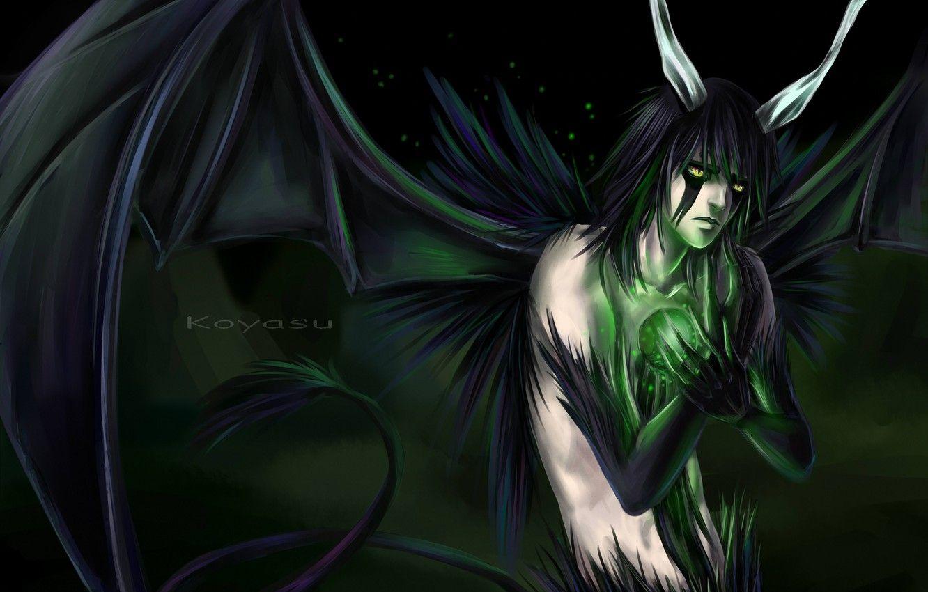 1332x850 Wallpaper wings, anime, the demon, art, horns, guy, bleach, bleach, the arrancar, Espada, ulquiorra schiffer, koyasu image for desktop, section сэйнэн