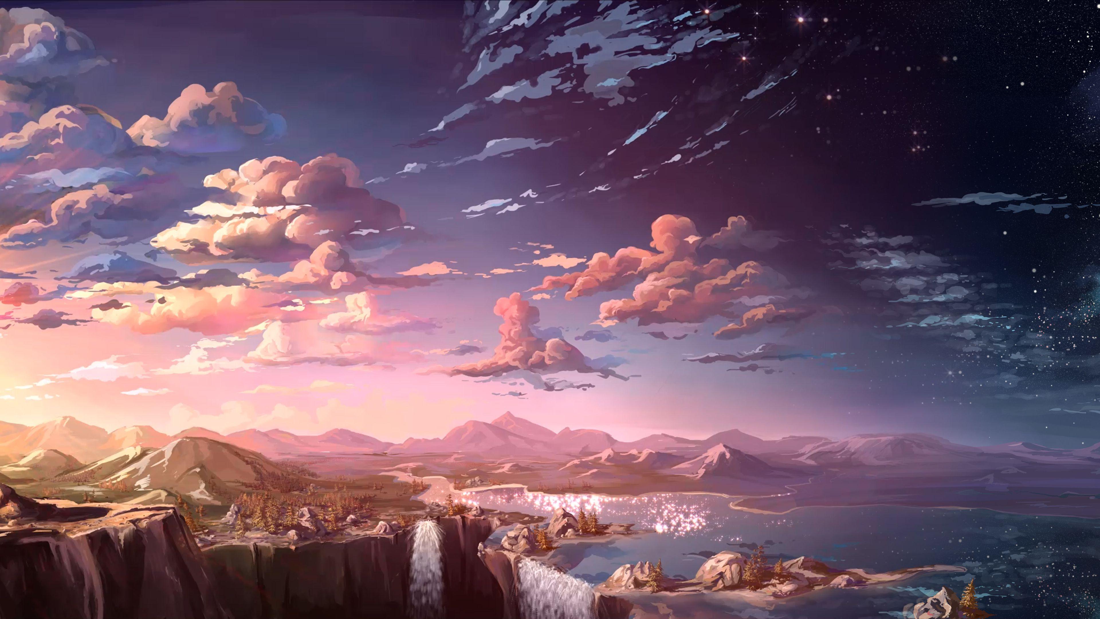 3840x2160 Wallpaper 4k Waterfall Sunset Landscape Artist 4k 4k Wallpaper, 5k Wallpaper, Artist Wallpaper, Artwork Wallpaper, Digital Art Wallpaper, Hd Wallpaper, Landscape Wallpaper, Sunset Wallpaper, Waterfall Wallpaper