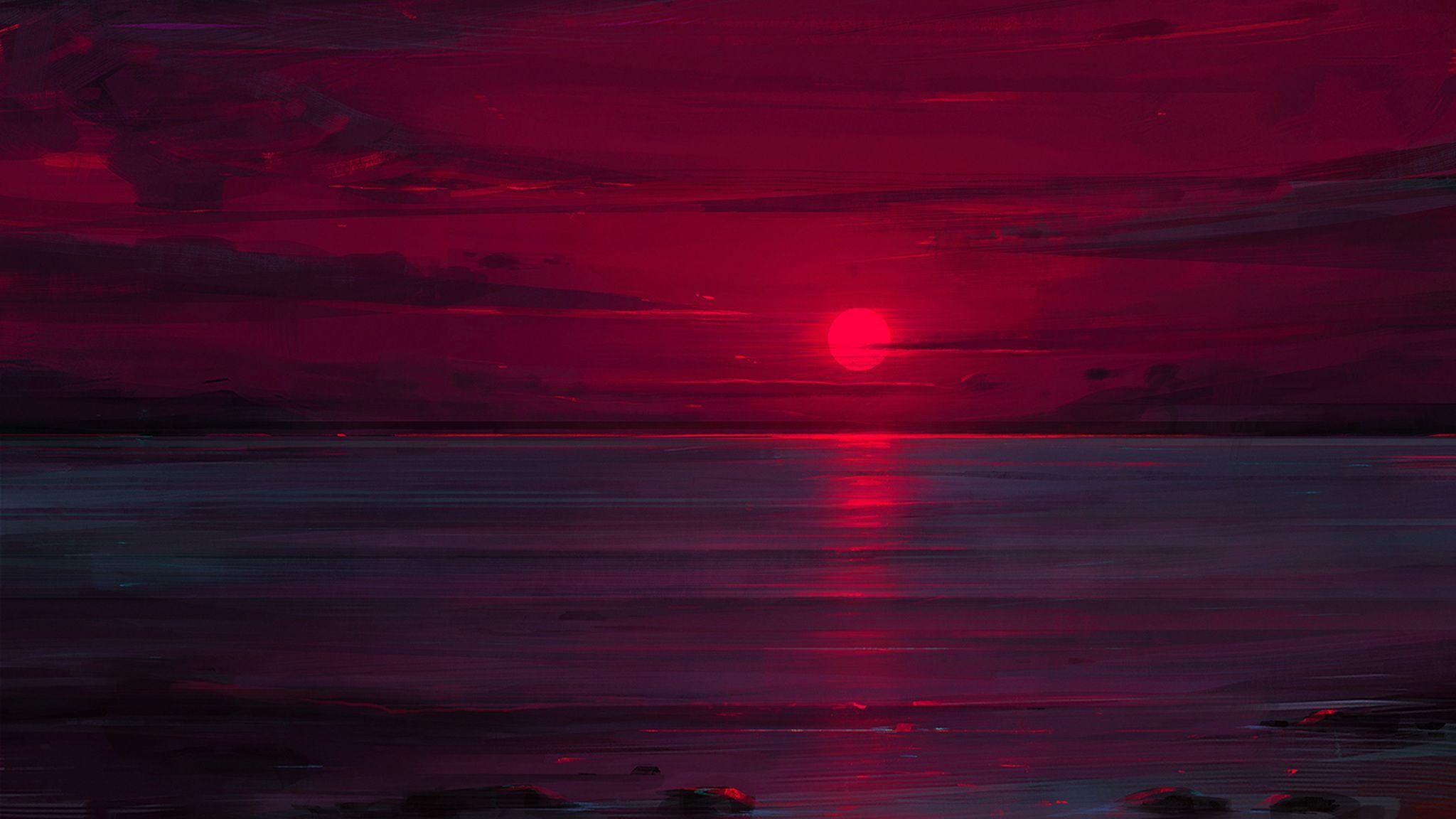 2048x1152 Sunset Painting Artwork Wallpaper, HD Artist 4K Wallpaper, Image, Photo and Background