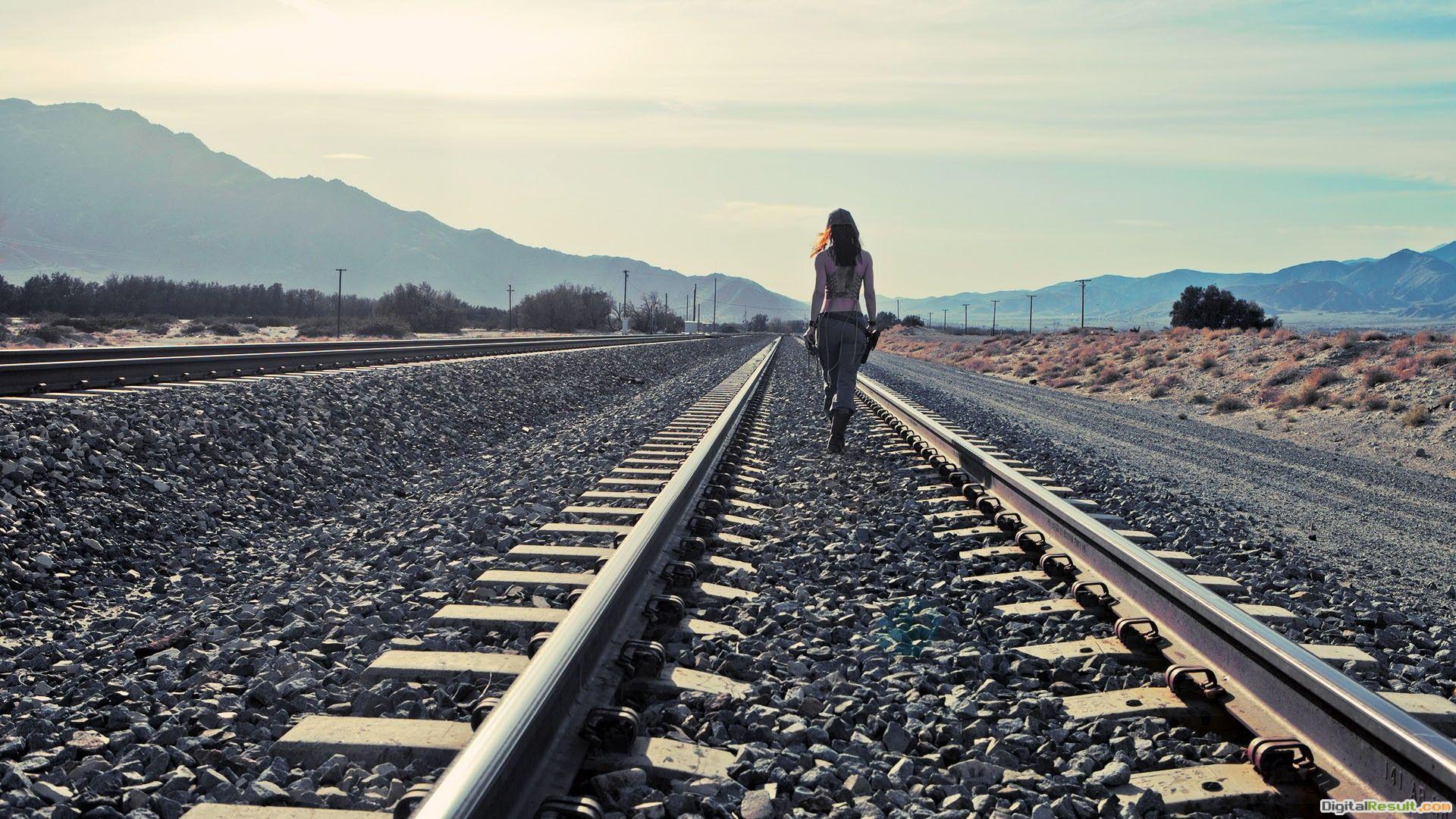 1920x1080 Lights Trains Railroad Tracks HD Background WallpaperHD Wallpaper 990 - Railway Track Wallpaper
