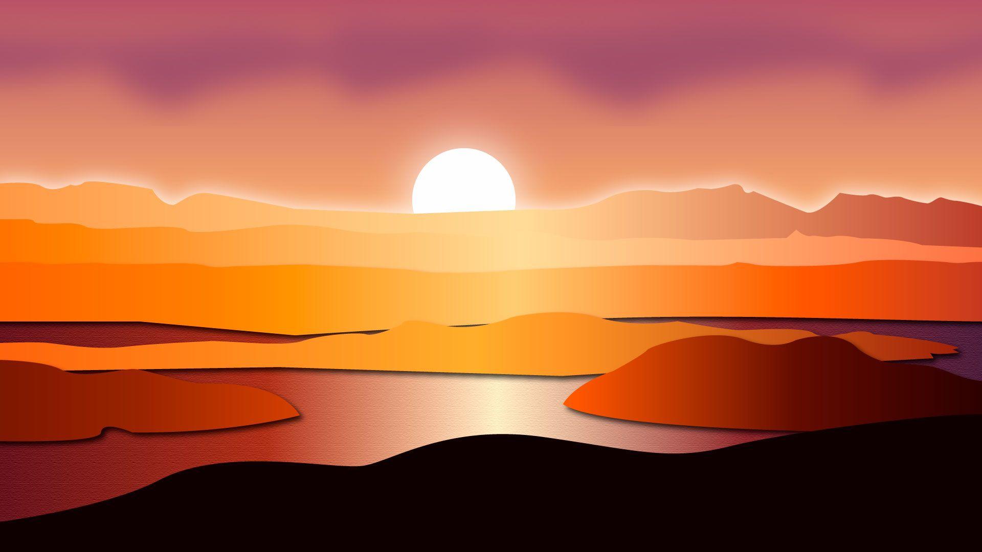 1920x1080 Digital Sunset Wallpaper