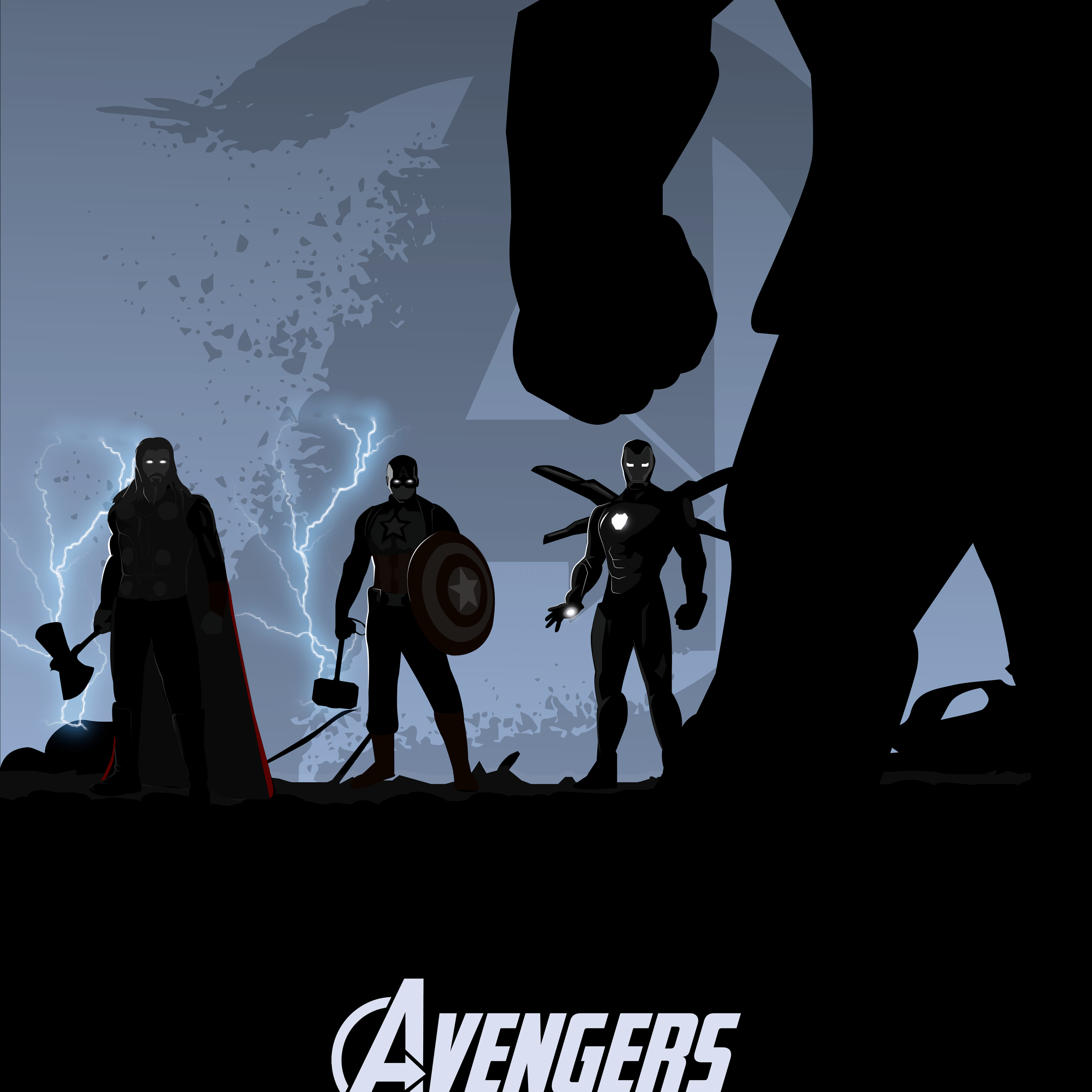 2560x2560 Avengers: Endgame 4K Wallpaper, Thor, Captain America, Iron Man, Thanos, Illustration, Black, Black Dark