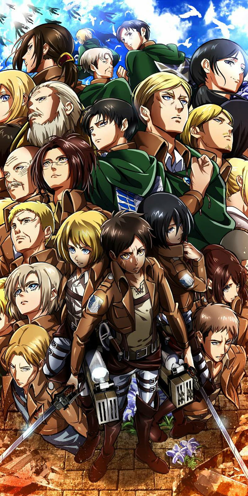 800x1601 Attack on Titan, group, HD phone wallpaper