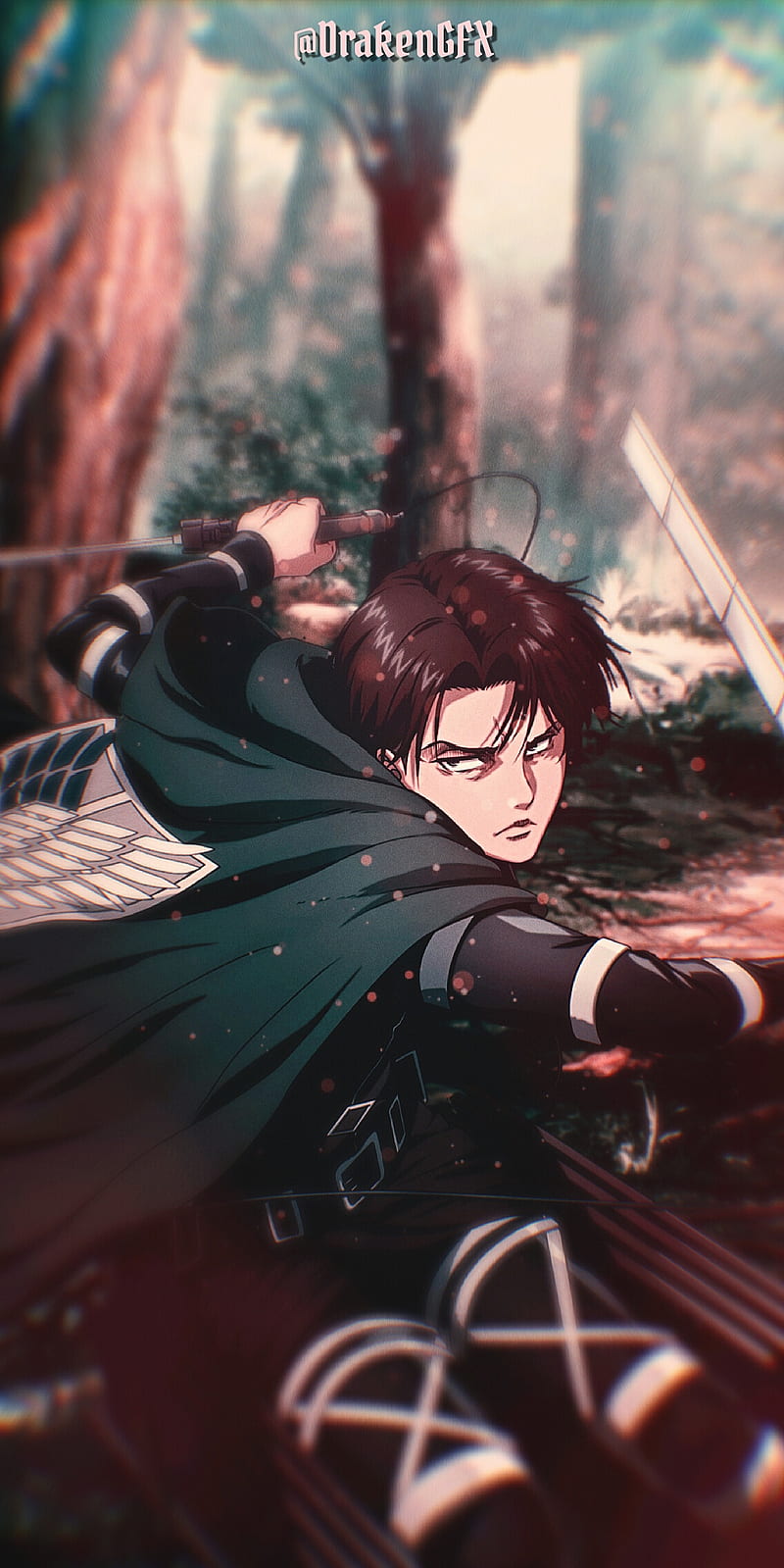 800x1599 Attack on Titan, iPhone, Livai, forest, Android background, iPhone, anime art, HD phone wallpaper