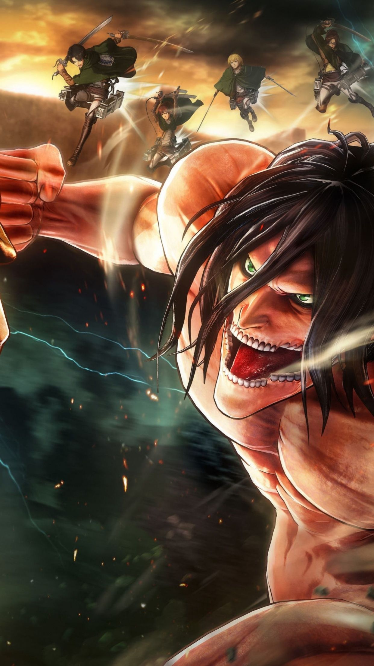 1242x2208 Attack on Titan Wallpaper 4K, Final battle, Shingeki no Kyojin