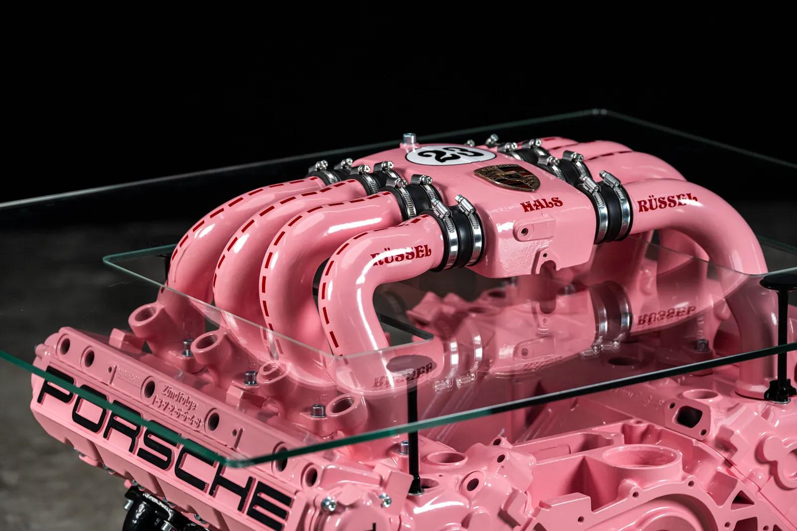 1600x1067 The Front Mounted, Water Cooled V8 Engine In The Porsche 928 Saved Porsche, Now Someone Has Saved A Junk Motor And Turned It Into A Porsche Pink Pig Themed Coffee Table