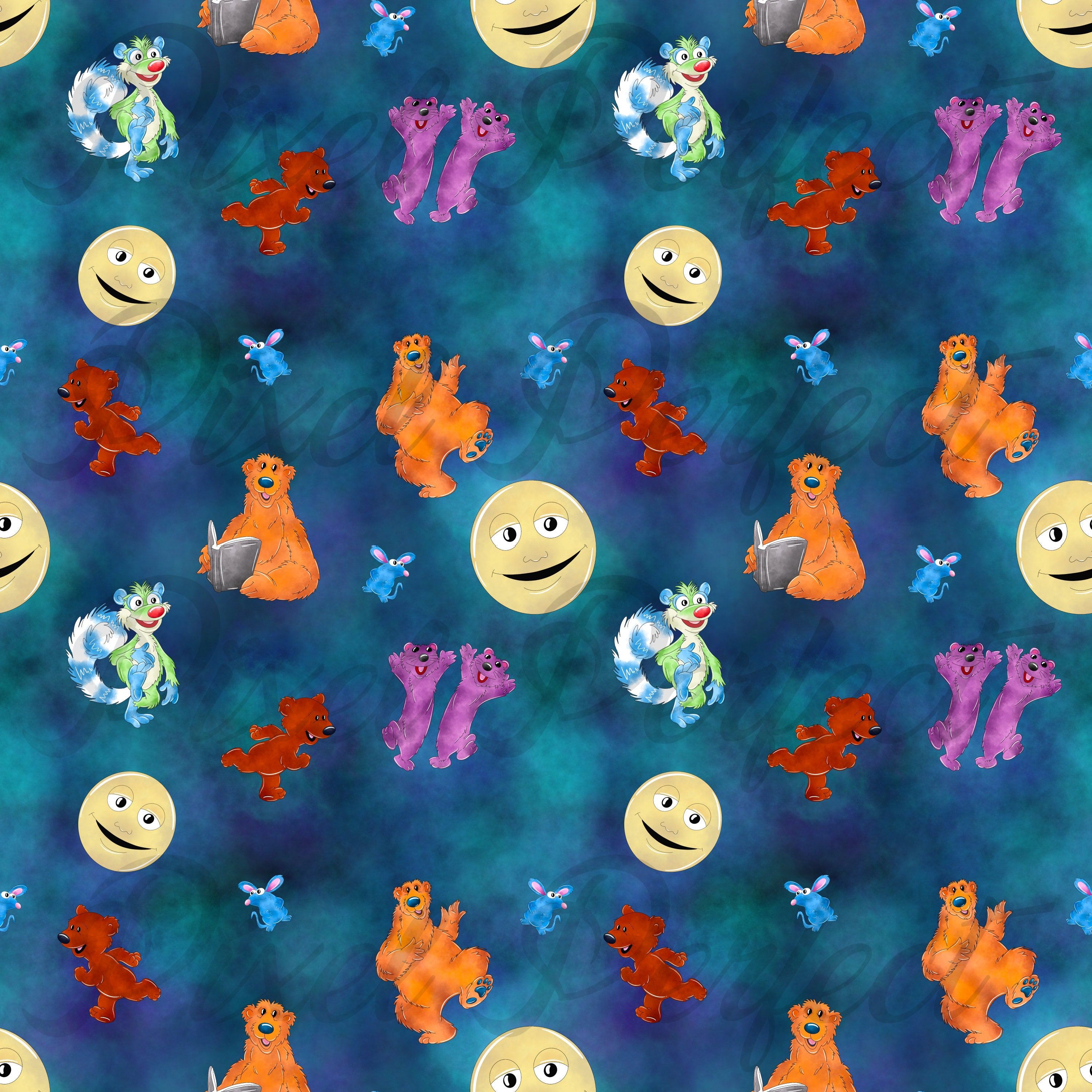 3000x3000 Seamless Design File Blue House Bear