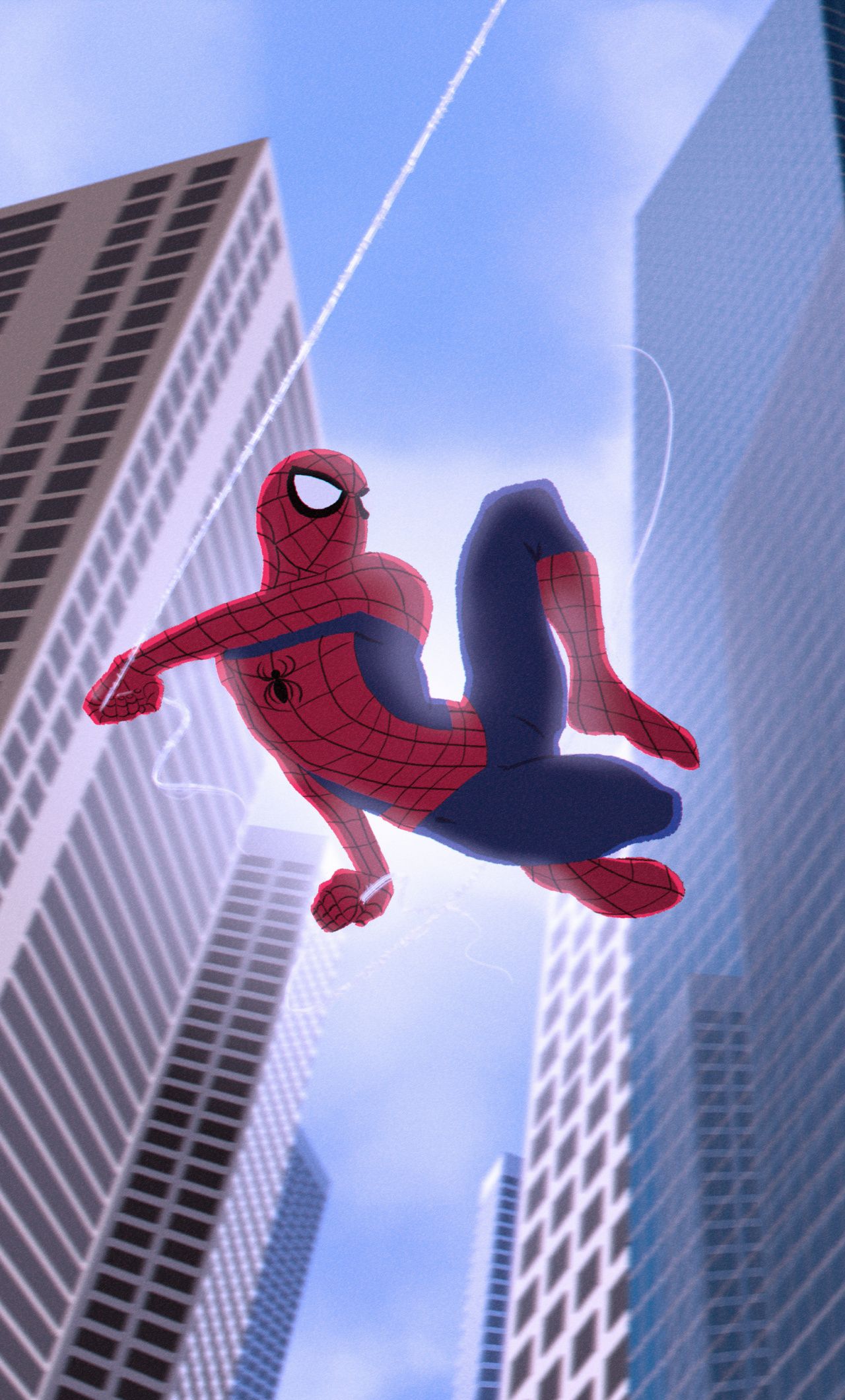 1280x2120 Spider Man Swinging Wallpaper