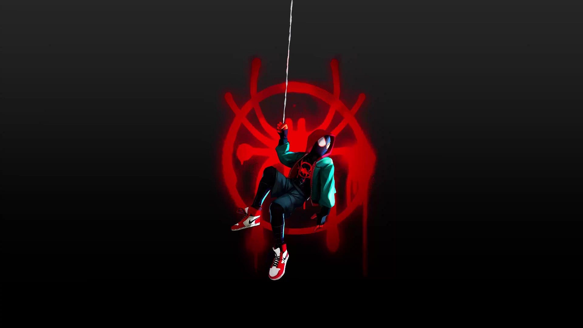 1920x1080 Miles Morales Swinging Spider Man Into The Spider Verse Live Wallpaper