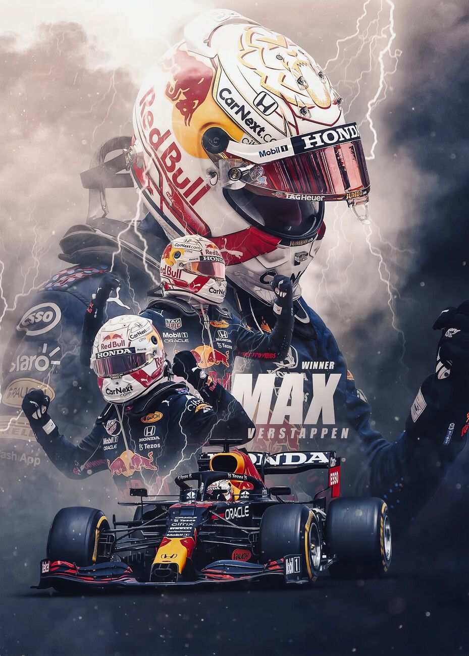 929x1300 Poster Formula 1 Verstappen Red Bull Racing World Champion. Wall Art 1 FREE