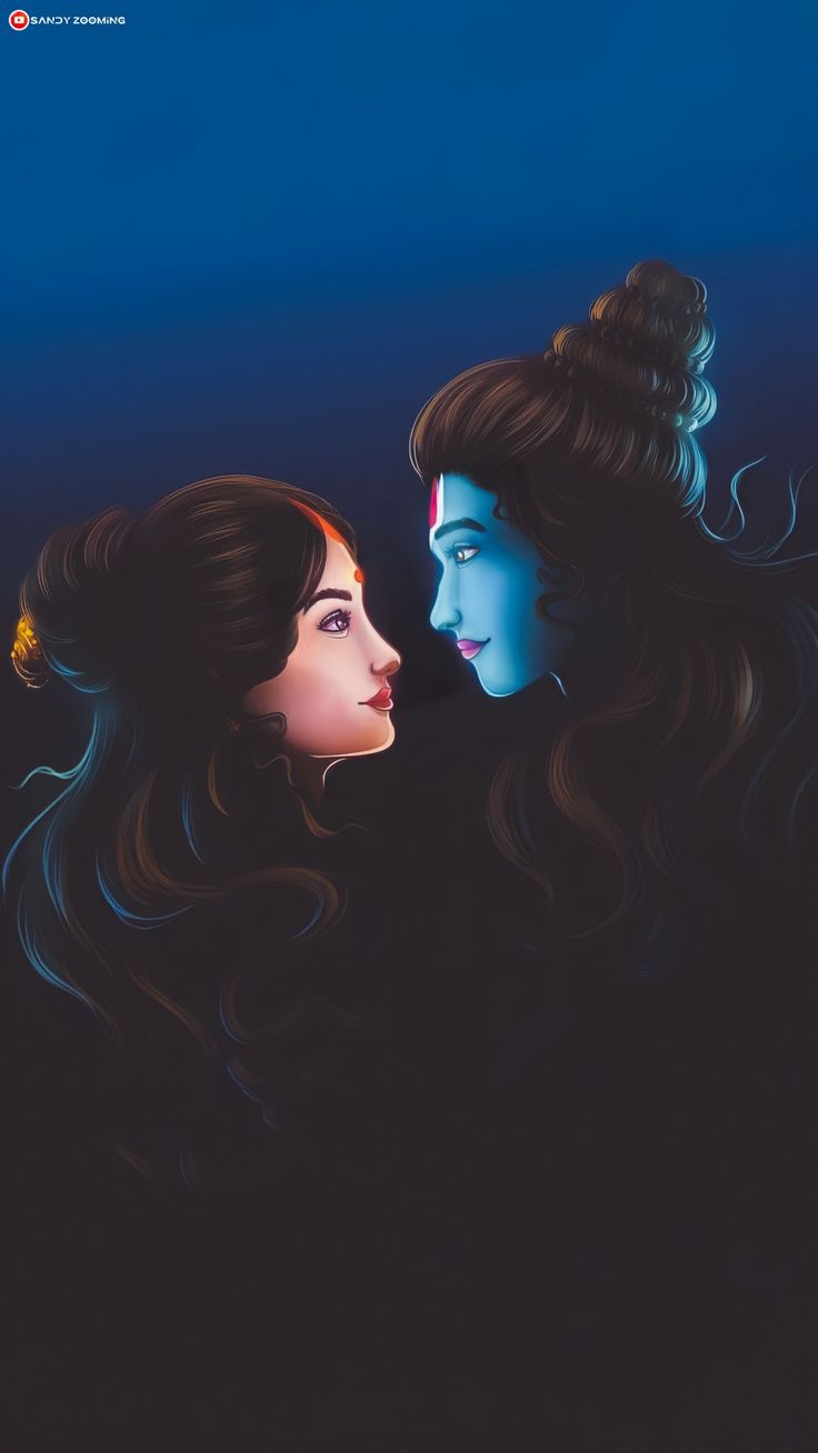 736x1308 Cute Shiva Parvati Wallpaper