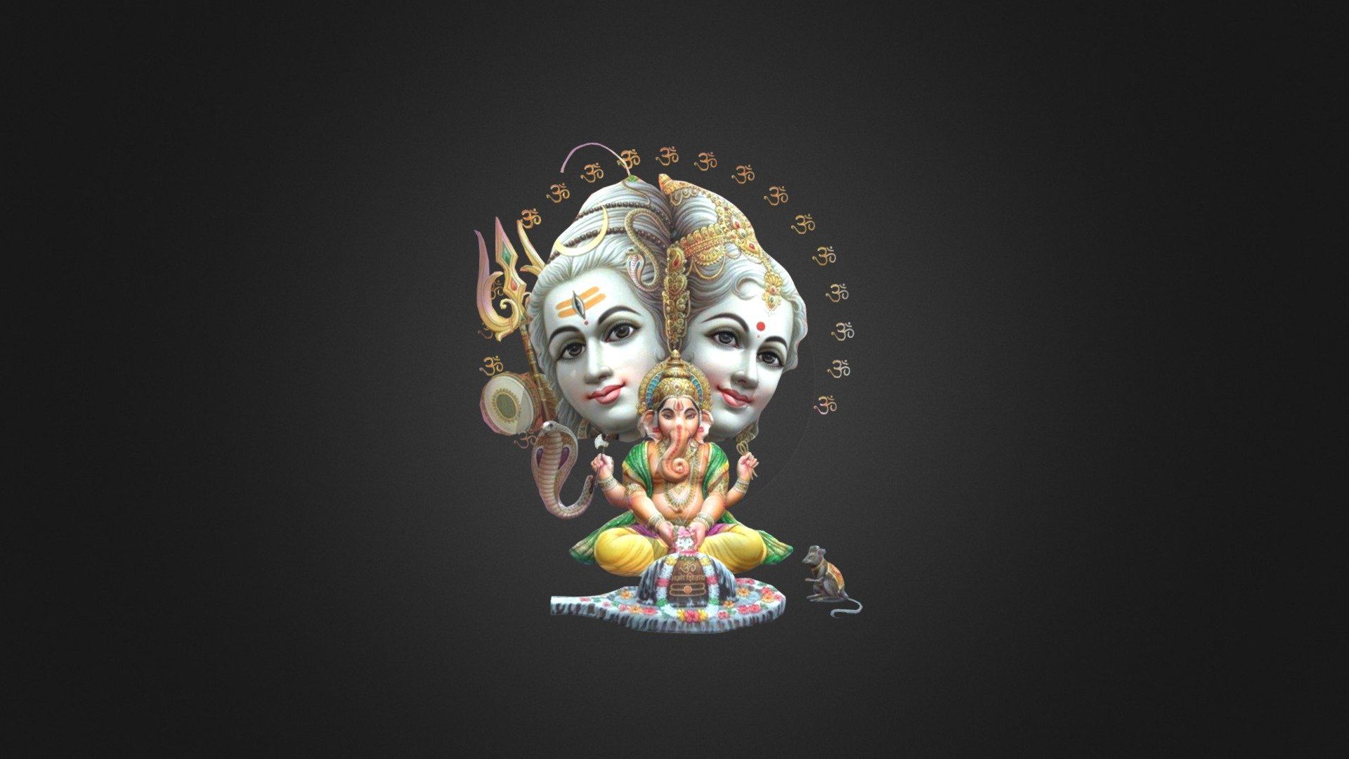 1920x1080 Lord Ganesh Shiva & Parvathi model by sumathi16 [cbec965]
