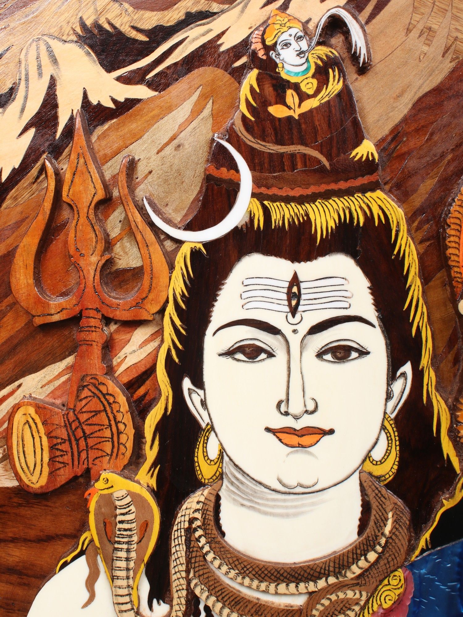 1500x2000 Lord Shiva And Goddess Parvati. Natural Color On Inlay Wood Panel. Exotic India Art
