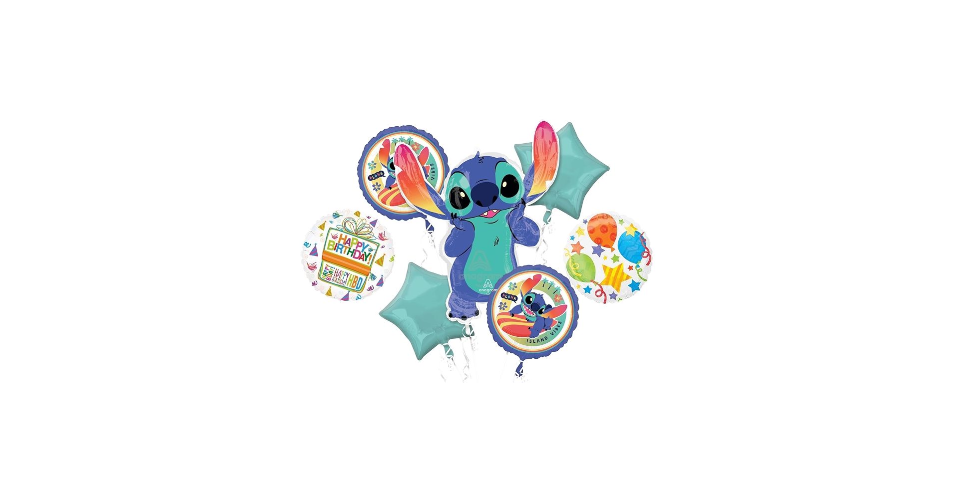 1910x1000 Anagram Stitch 7pc Birthday Party Foil Balloons, BQ_4159 : Toys & Games