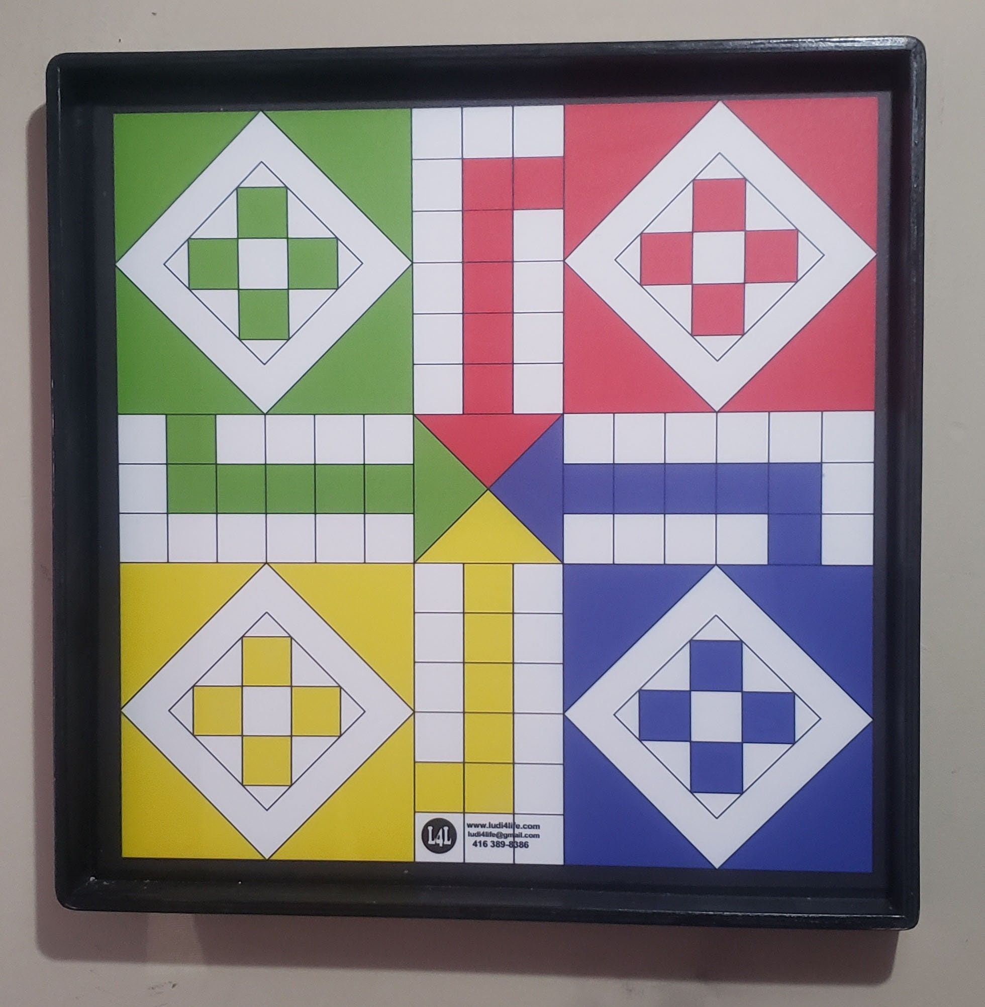 1960x2004 Hand Made Wooden Ludo Board Game With Dice and Pieces