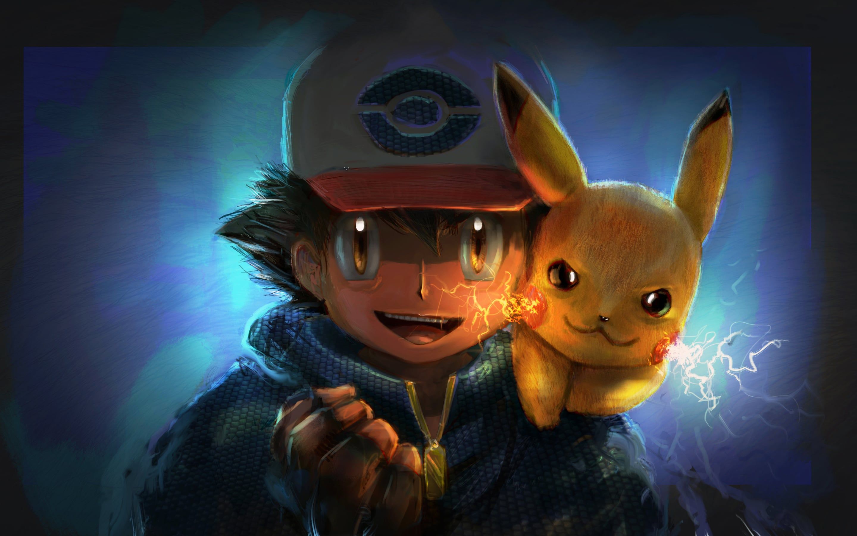 2880x1800 Ash and Pikachu artwork Wallpaper 2K for Desktop