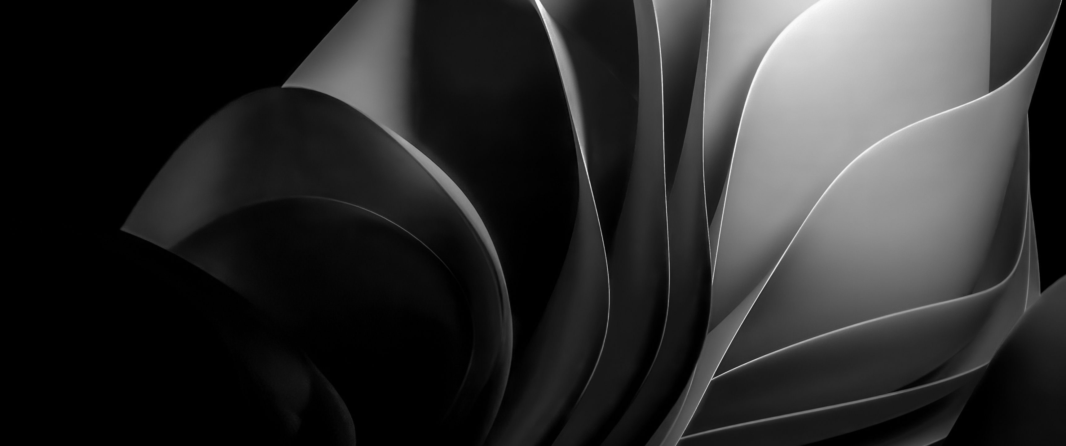 3440x1440 Windows 11 Wallpaper 4K, Monochrome, Dark Mode