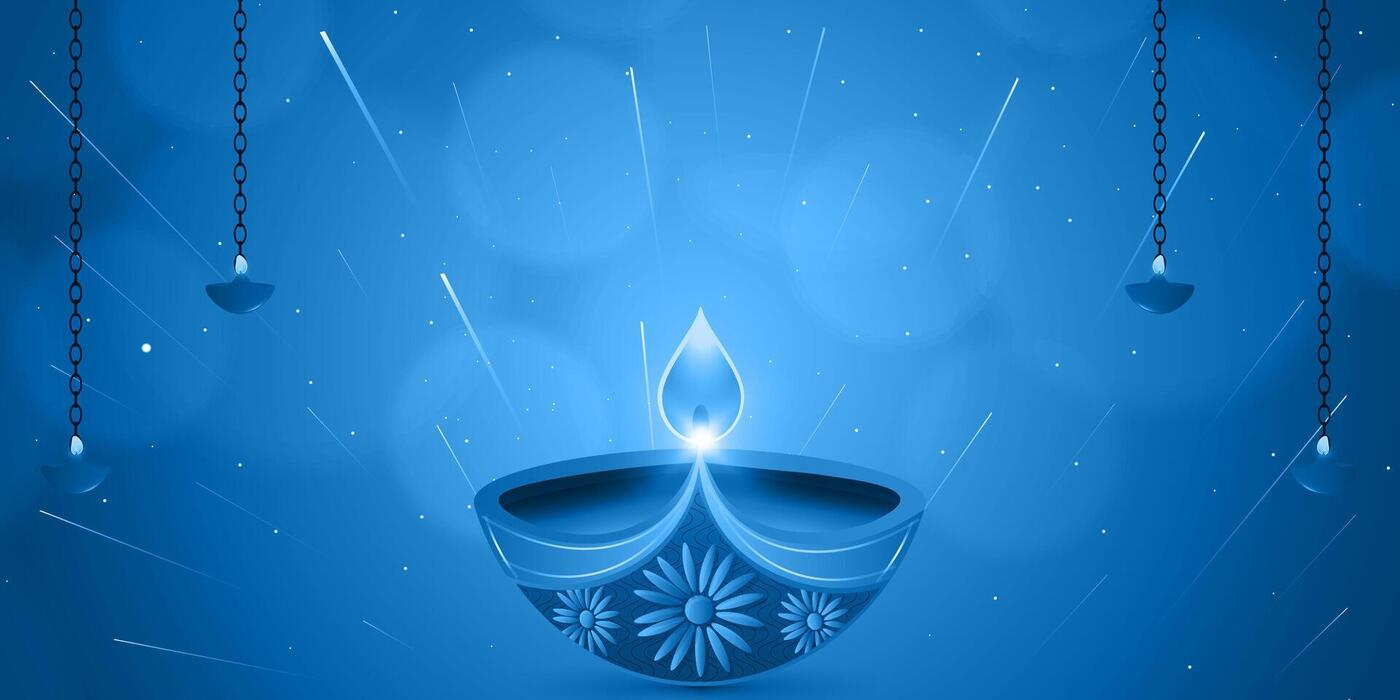 1400x700 Illustration of Diwali or Deepavali festival background for the celebration of Hindu festival of lights. Vector illustration