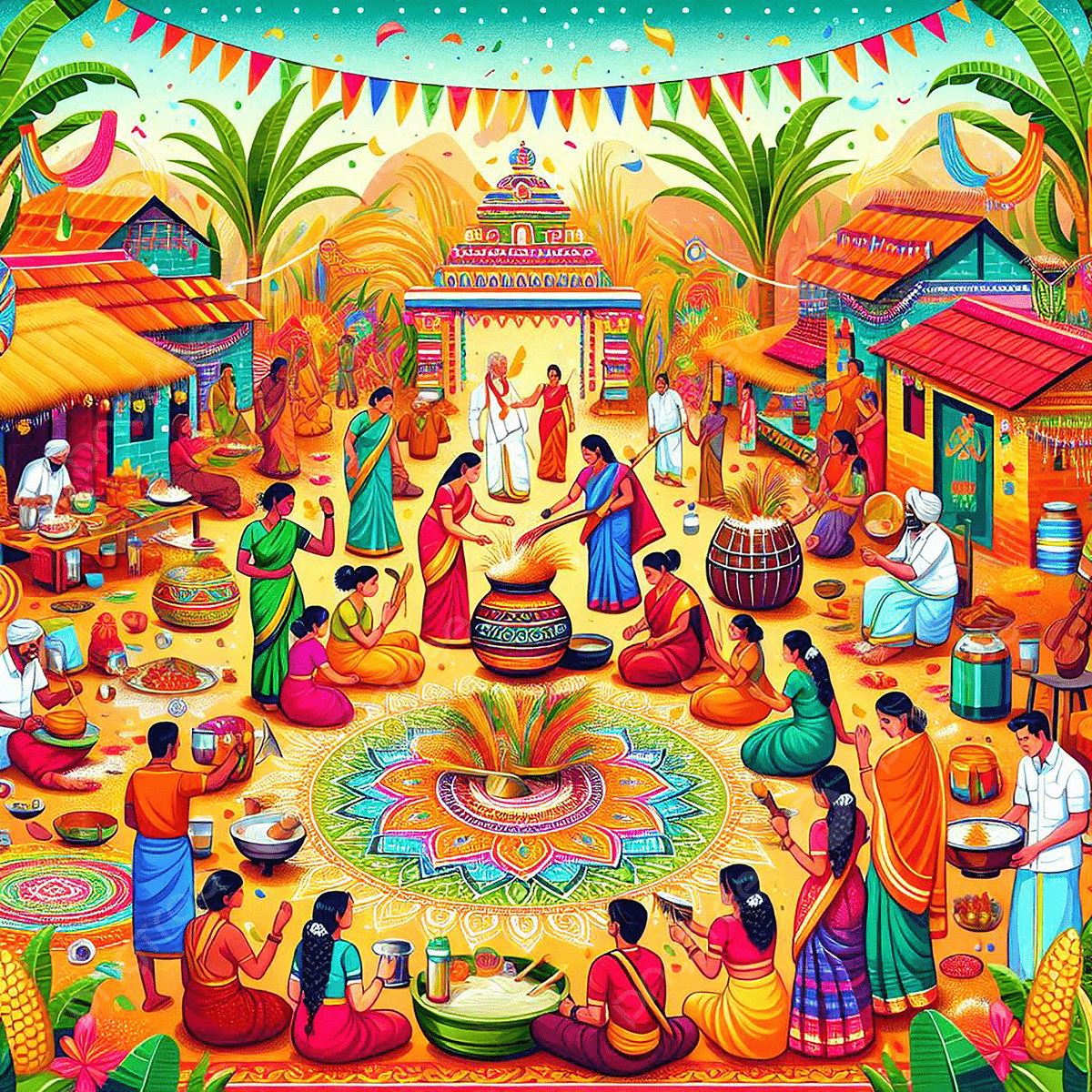 1200x1200 Happy Pongal Indian Religious Festival Celebration Background Design, Happy Pongal, Religious, Hindu Festival Background Image And Wallpaper for Free Download