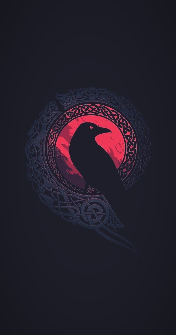 736x1403 Celestial Bodies: A Black Bird on a Moonlit Night. Arte nórdico, Arte de cuervo, Símbolos nórdicos