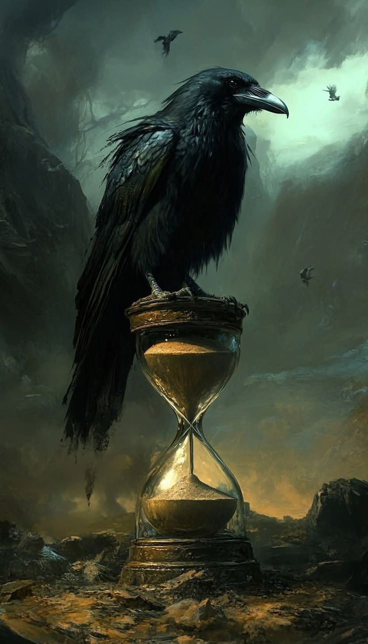 736x1288 Viking crows. Crow art wallpaper, Raven hourglass tattoo, Dark fantasy art
