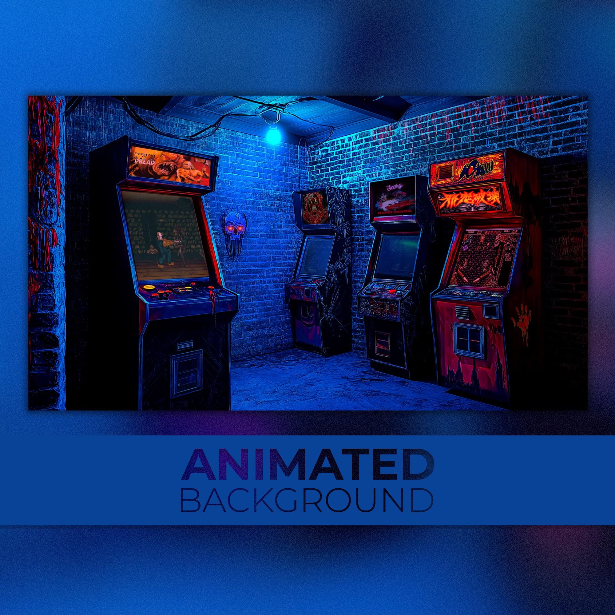 2000x2000 Animated Background, Haunted Arcade, Ghostly Game Room, Demonic Tokens, Pixelated Fear, Terror Zone, Twitch Stream Zoom Vtuber Background