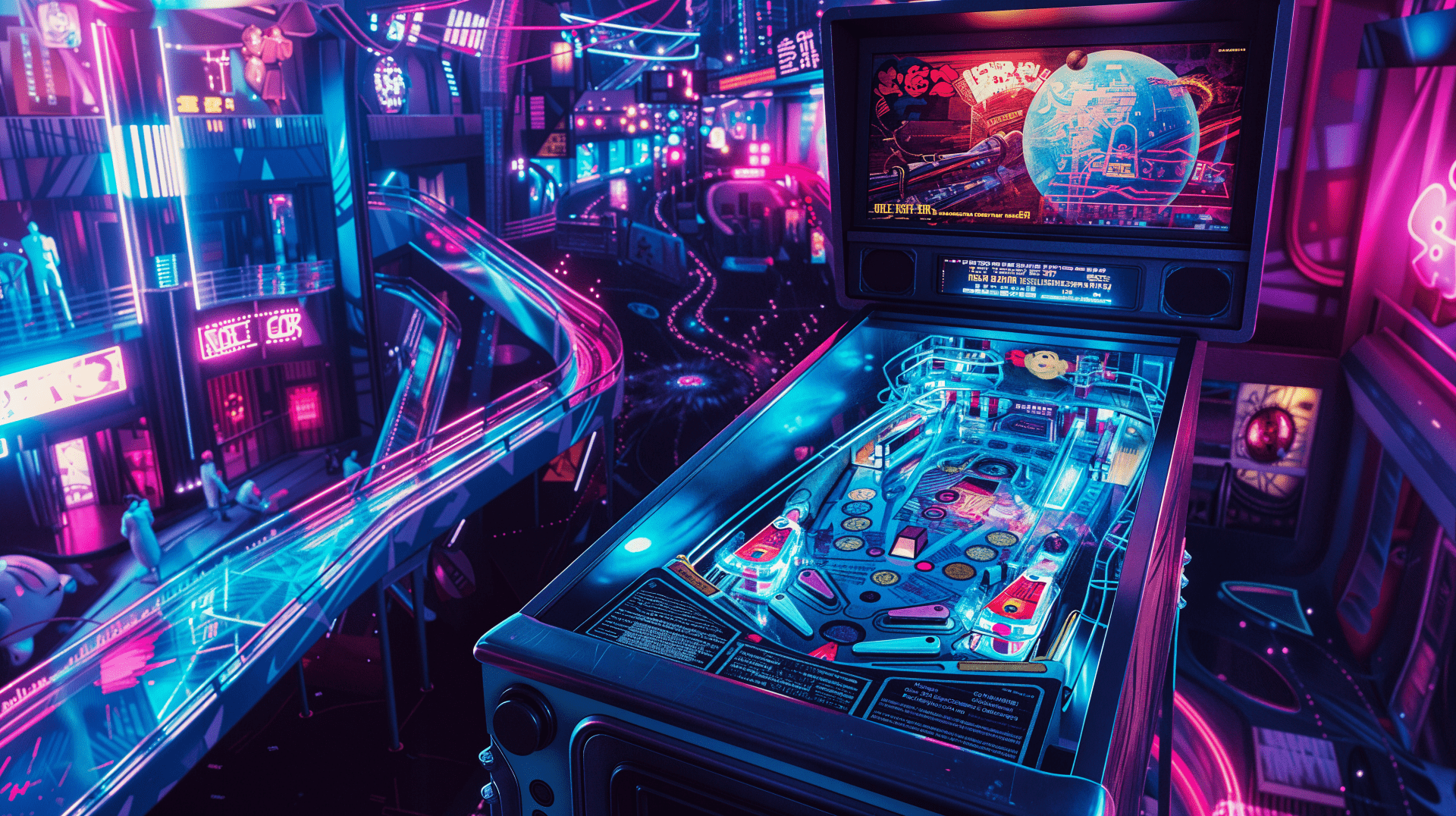 1920x1076 Neon Arcade Vibes: A Stunning 4K Ultra HD Wallpaper