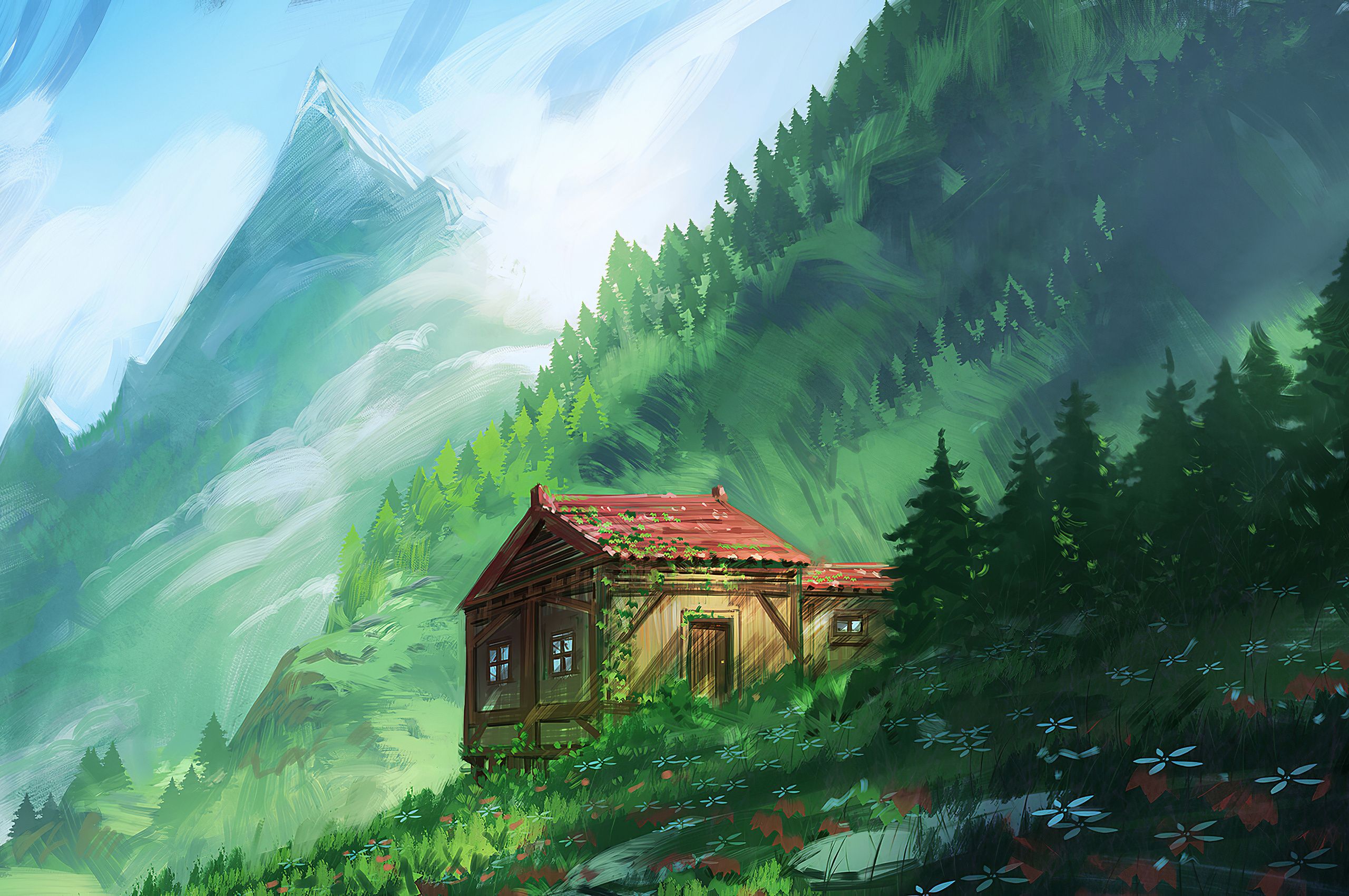 2560x1700 Cozy Little House In Mountains 4k Chromebook Pixel , HD 4k Wallpaper, Image, Background, Photos and Picture