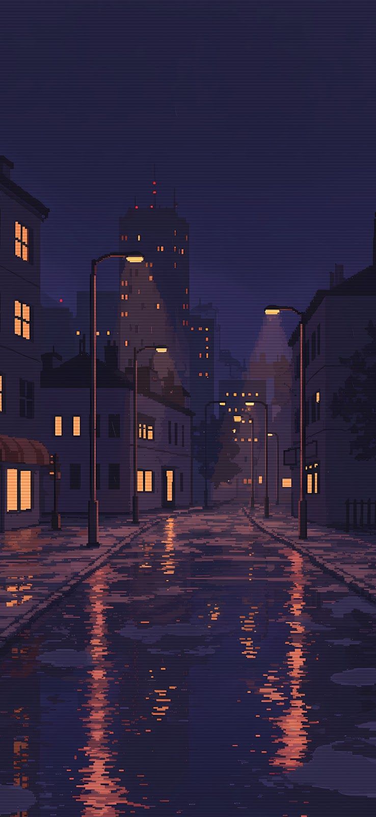 738x1600 PIXEL CITYSCAPE PHONE WALLPAPER
