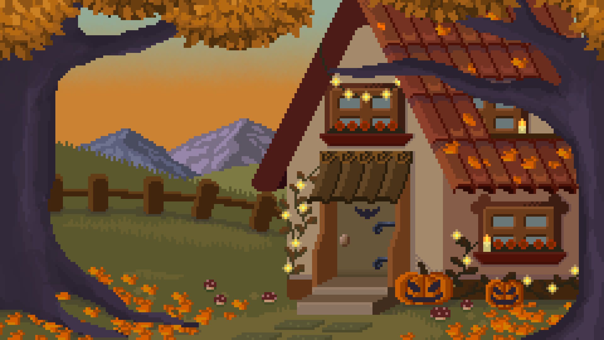 1920x1080 Autumn Pixel Art Wallpaper