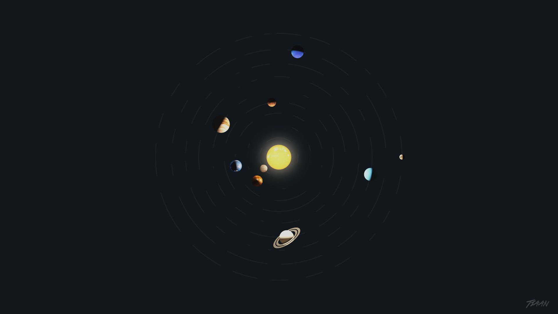 1920x1080 solar, System, Minimalism, Space, Art, Planet, Adobe, Photohop, Cinema, 4d, Earth Wallpaper HD / Desktop and Mobile Background