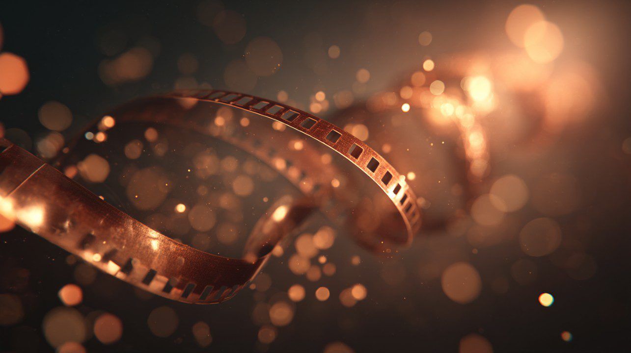1285x720 Glowing Abstract Film Reel for Cinema Themes