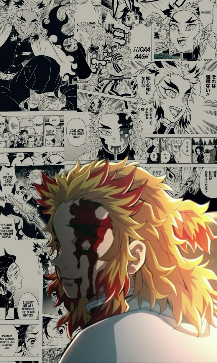 736x1232 rengoku kyojirou manga panels wallpaper