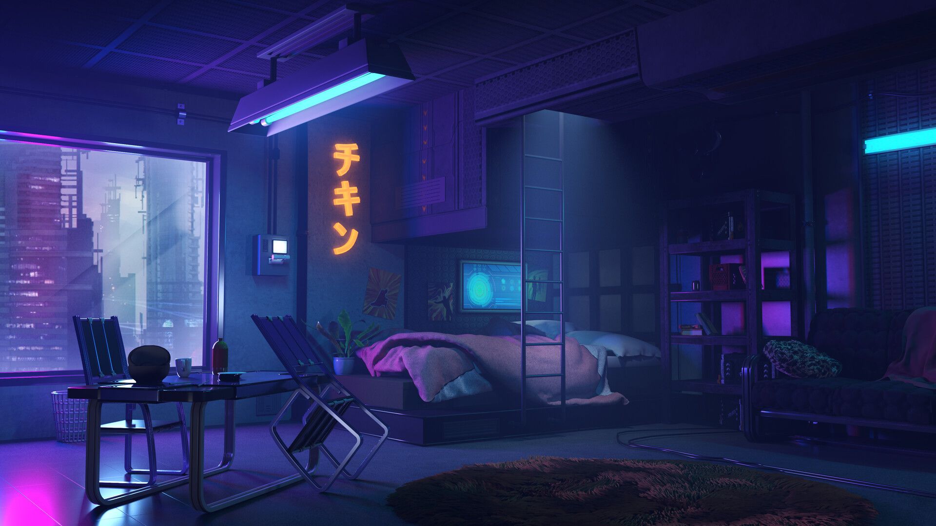 1920x1080 Cyberpunk room visualisation