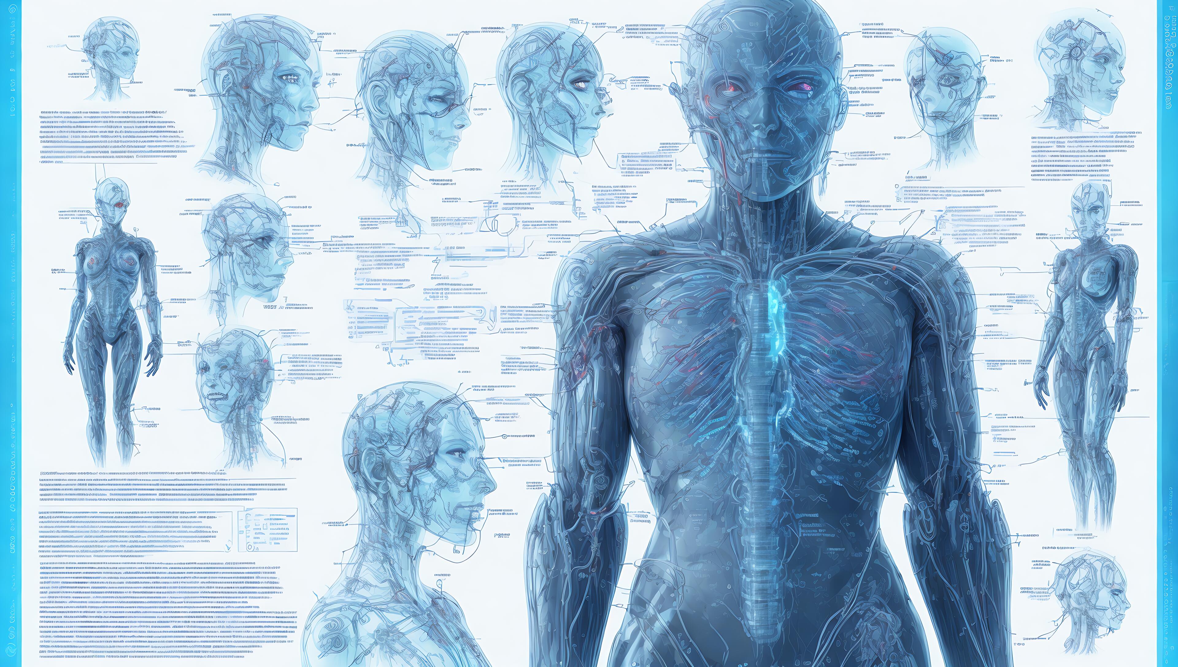 3840x2176 4K Wallpaper: Cyborg anatomy shematics