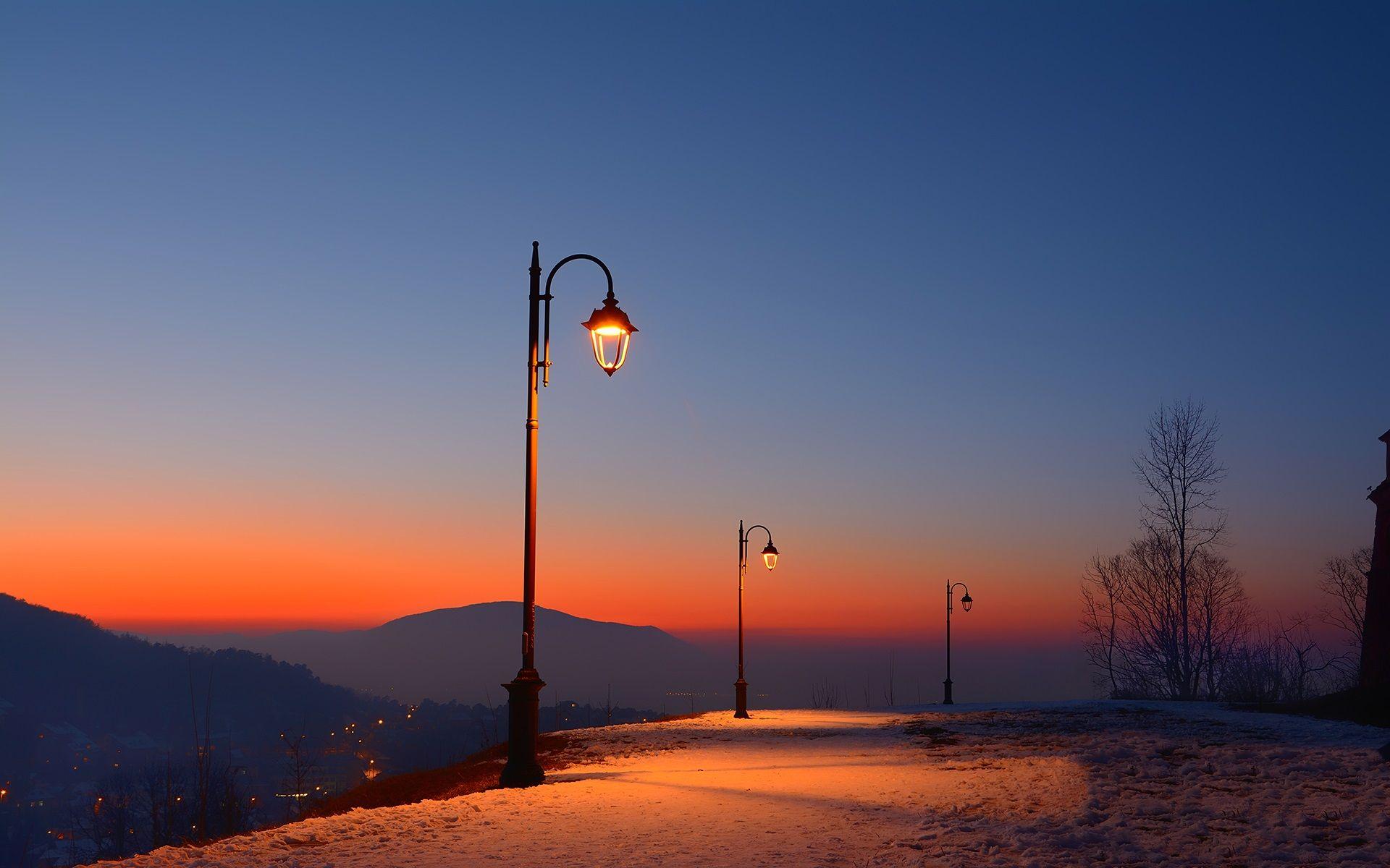 1920x1200 Wallpaper Romania, Brasov Fortress, dusk, snow, lights 1920x1200 HD Picture, Image