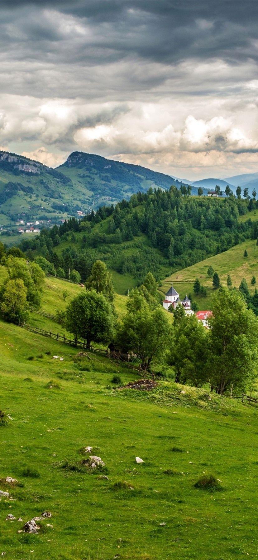 828x1792 Brasov, Romania, Meadows, Field, Mountains, Grass, Clouds 1080x1920 IPhone 8 7 6 6S Plus Wallpaper, Background, Picture, Image