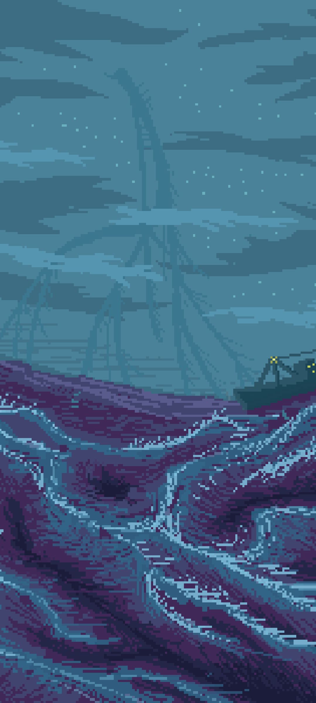 1080x2400 Download Pixel Art, Art, Storm, Sea, Ship, Pixelated Wallpaper in 1080x2400 Resolution