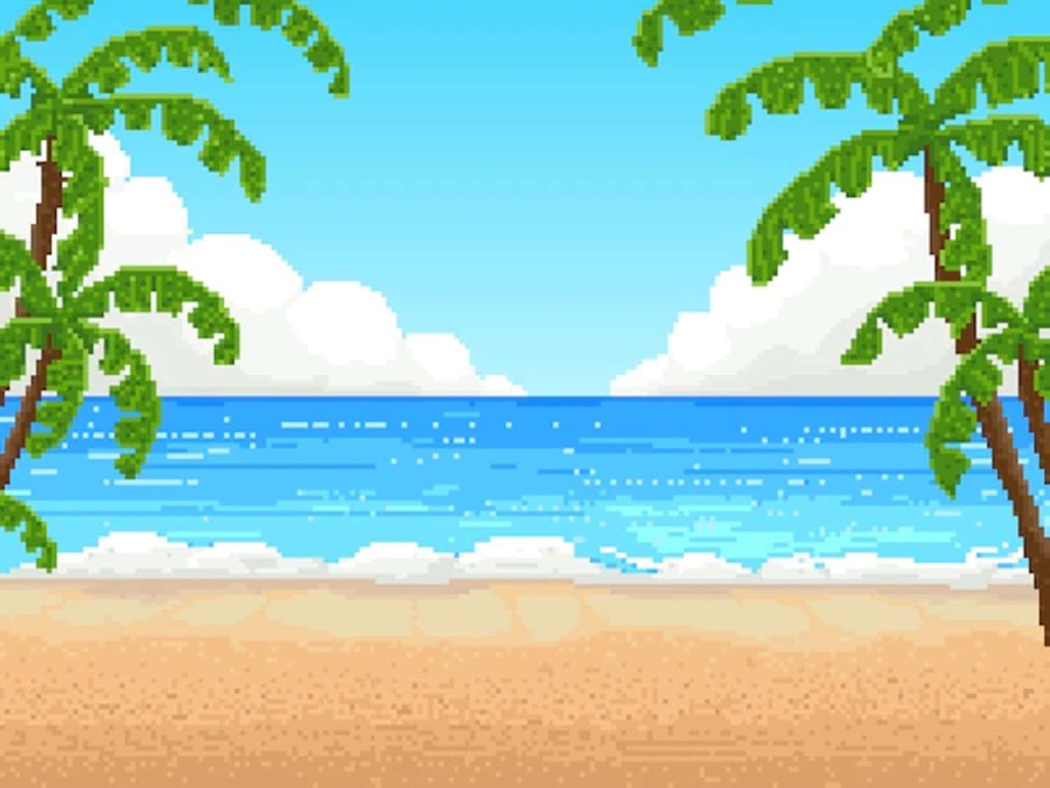 1500x1126 Download Relaxing by the Pixel Beach Wallpaper