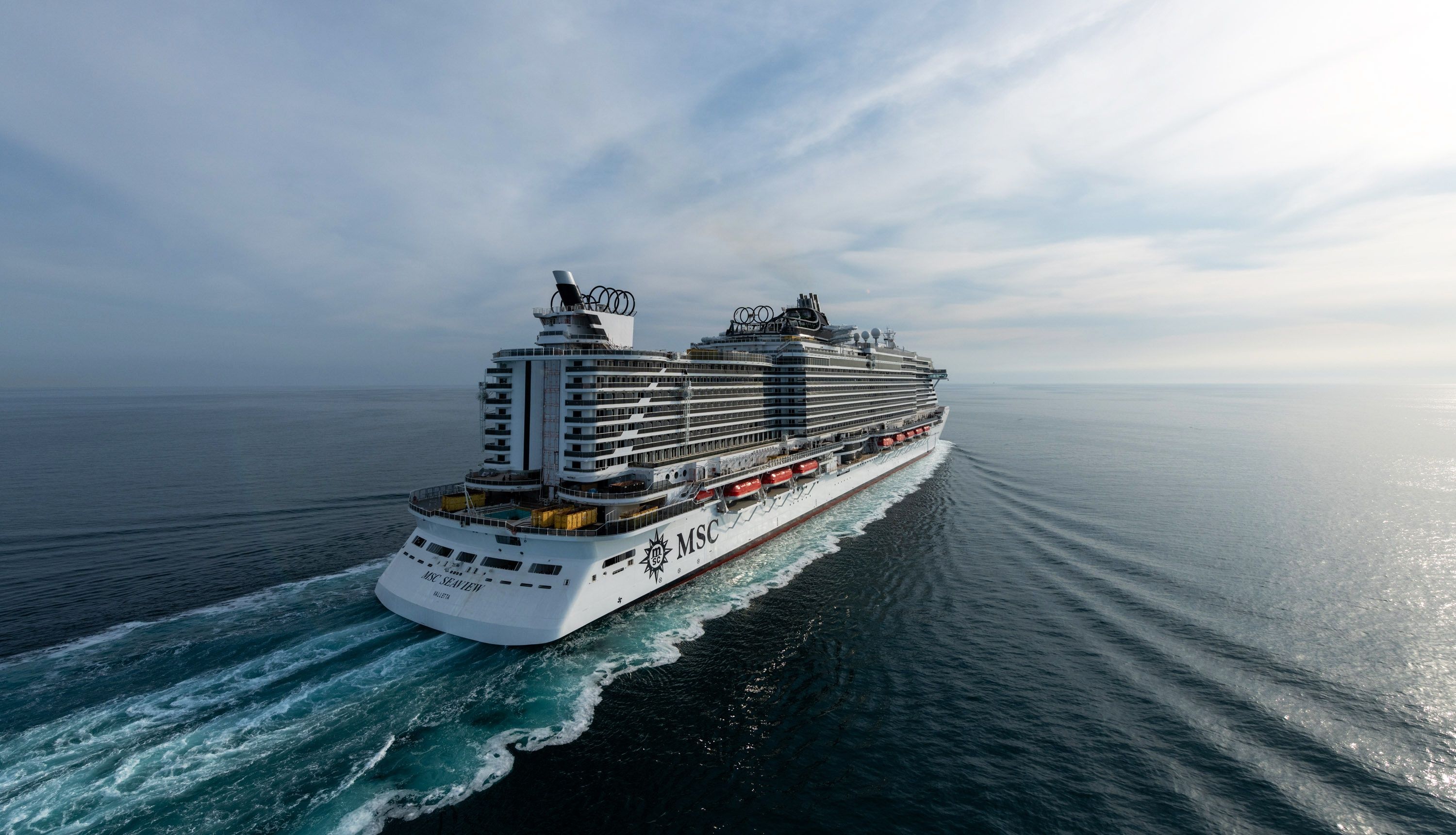 3000x1720 Wallpaper sea, the ocean, The ship, liner, feed, Passenger ship, MSC, Cruise Ship for mobile and desktop, section другая техника, resolution 3000x1720