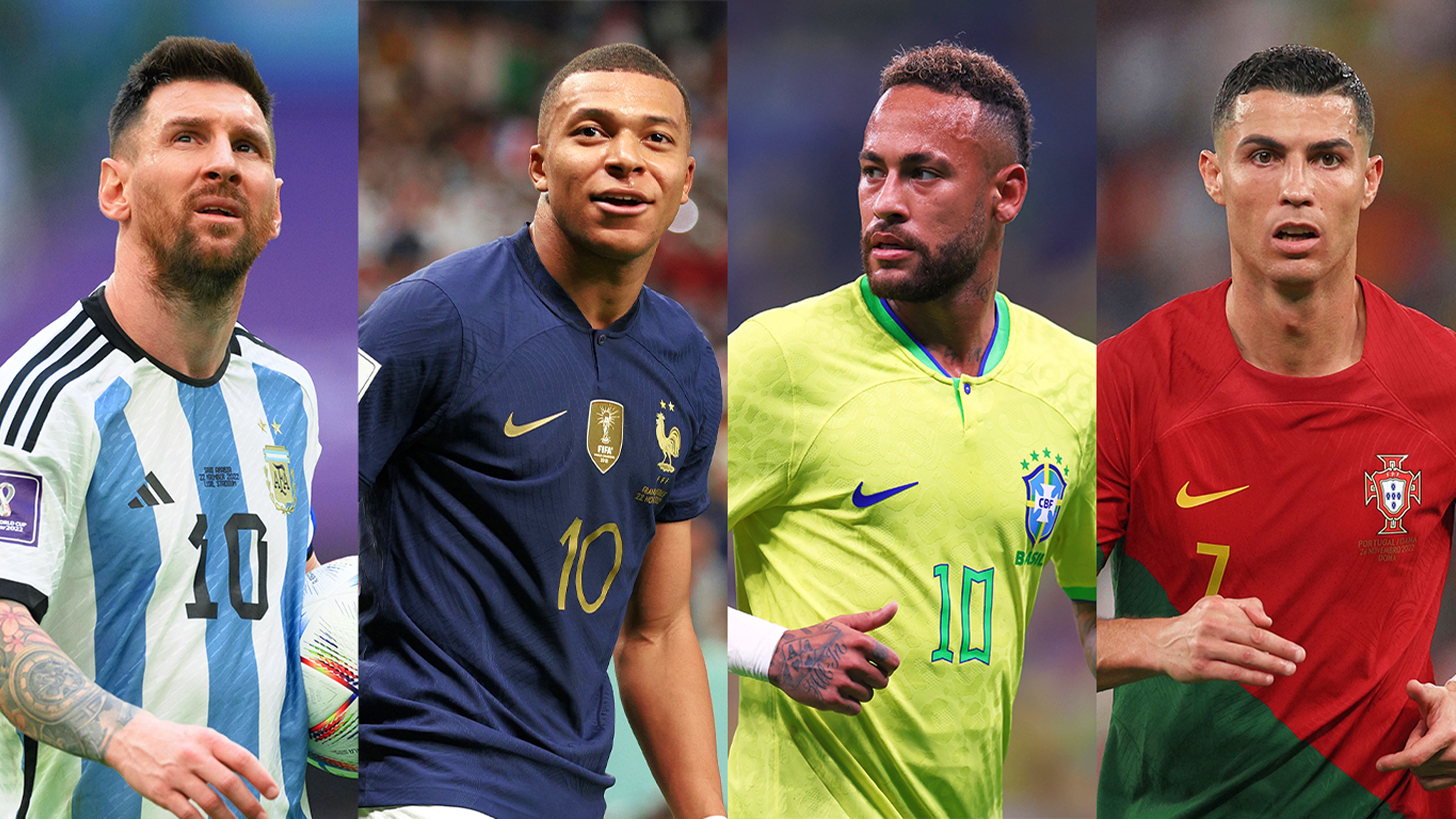 7680x4320 Messi Ronaldo Neymar Mbappe Wallpaper