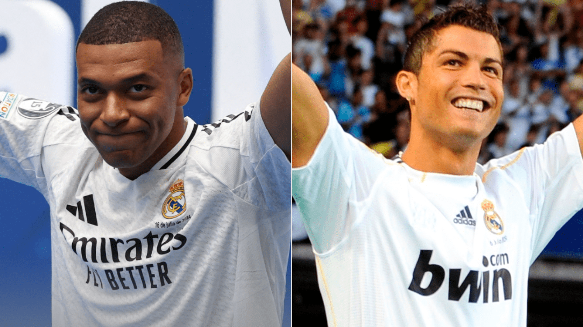 1920x1080 Kylian Mbappe and Cristiano Ronaldo Real Madrid presentations, compared: Crowd size, speeches, and hala Madrid