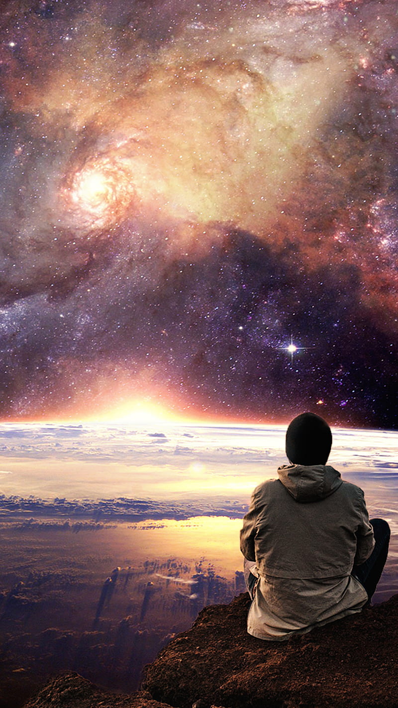 800x1422 Galaxy gazing, Anxo, Cosmos, art, astral, colorful, colors, cosmo, earth, glow, HD phone wallpaper
