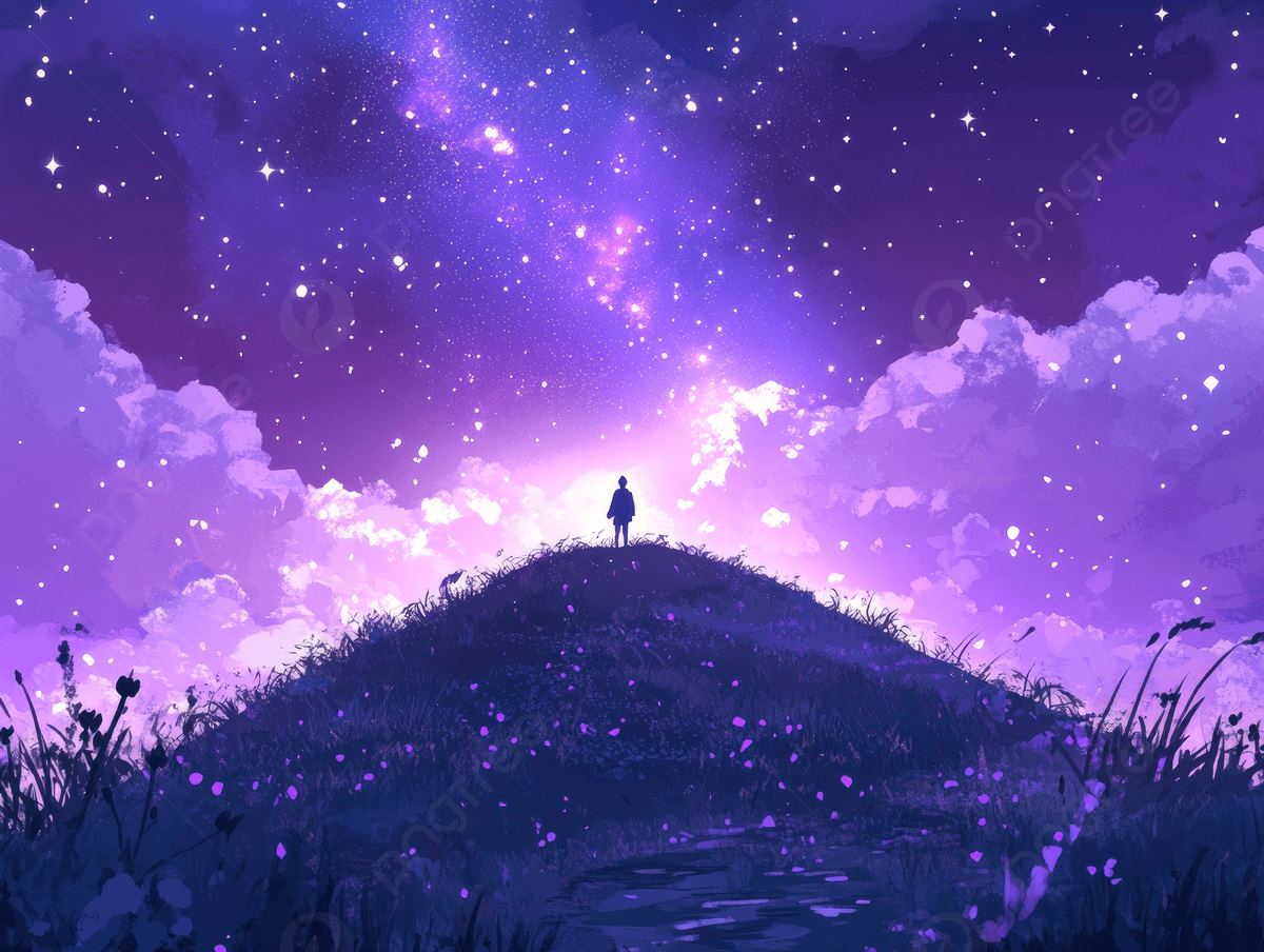 1200x904 A Person Standing On Top Of The Hill Gazing At An Endless Sky Filled With Stars And Galaxies In Purple Hue, Person, Hill, Galaxy Background Image And Wallpaper for Free Download