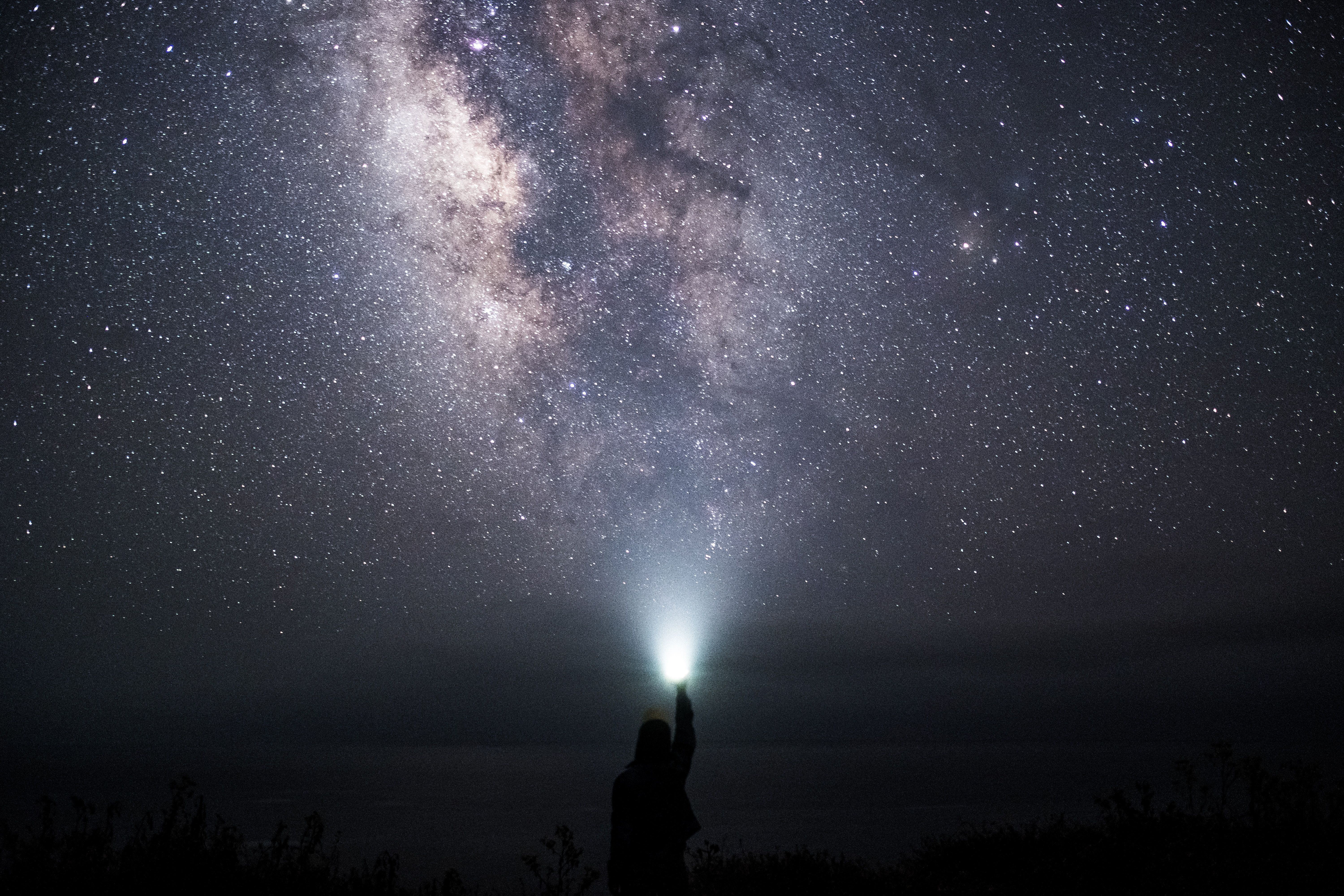 6000x4000 Phone wallpaper: Universe, Space, Sky, Shine, Light, Starry Sky, Human, Person 119405