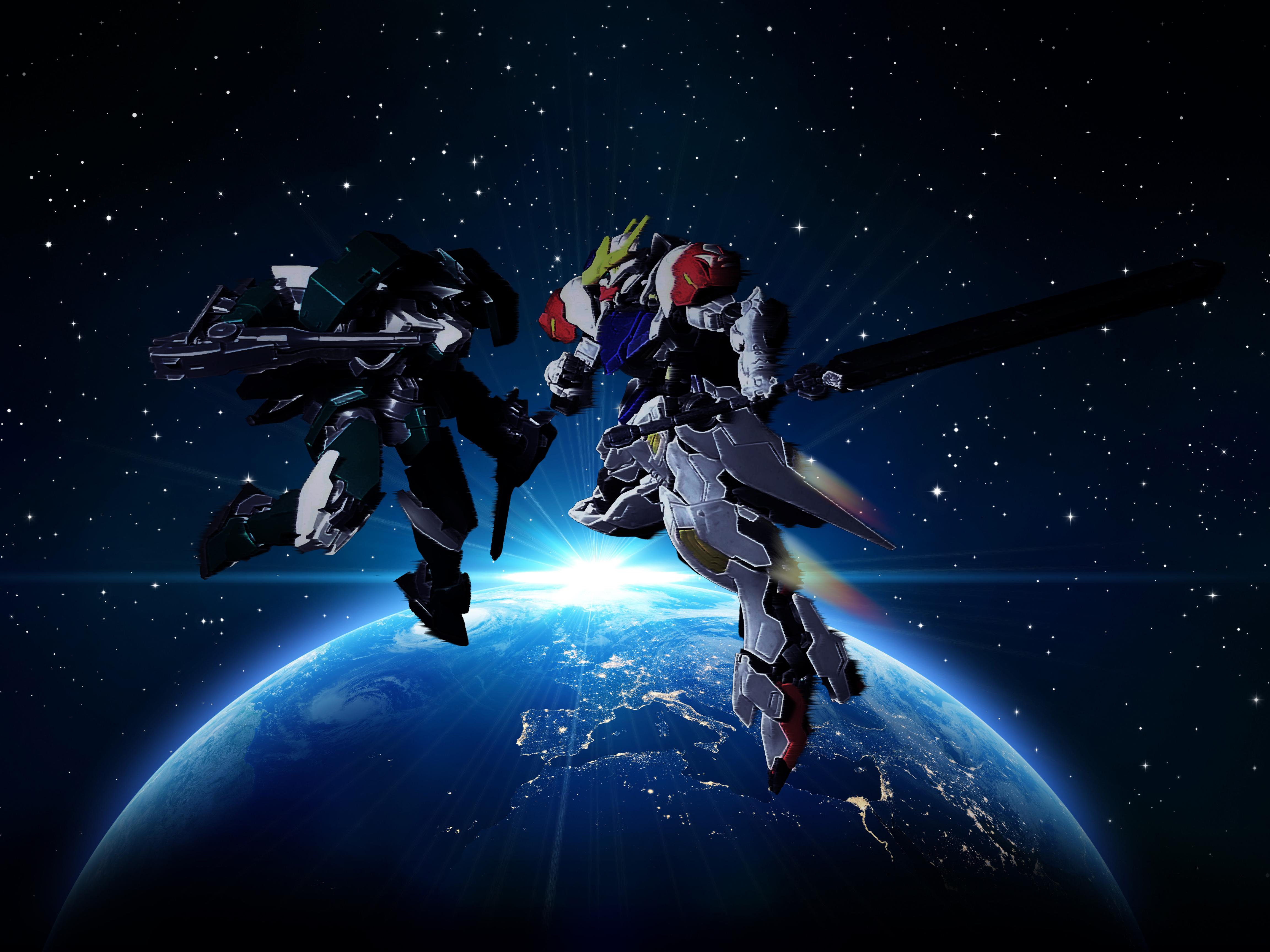 4608x3456 Decided to do a composite of my recent photo of the Barbatos Lupus and the Reginlaze Julietta. I'm not sure if they really battled in space with these units though