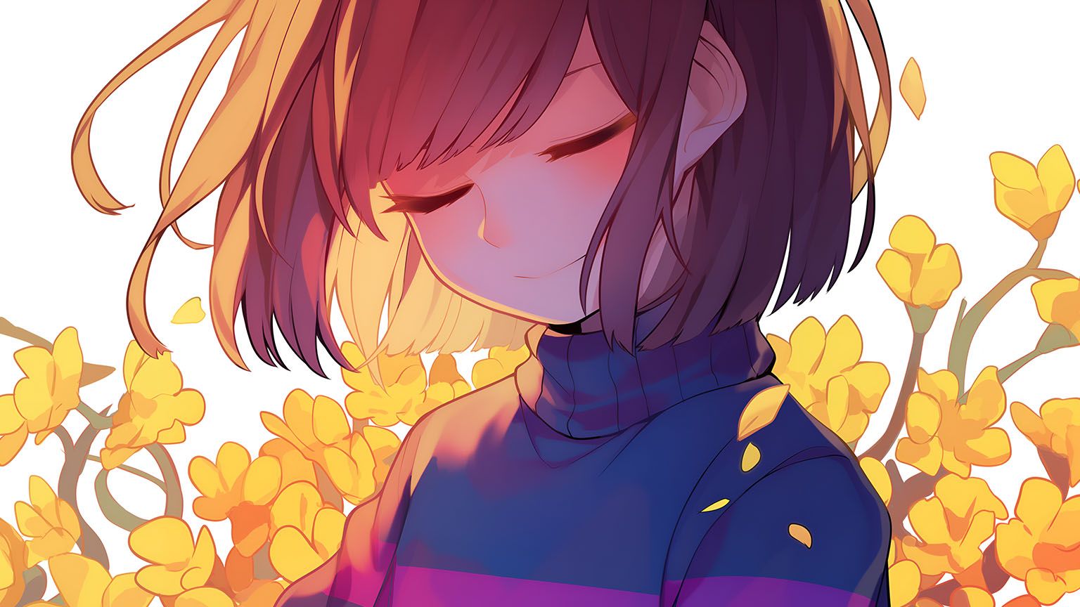 1536x864 Frisk Yellow Flowers Undertale Desktop Wallpaper in 4K