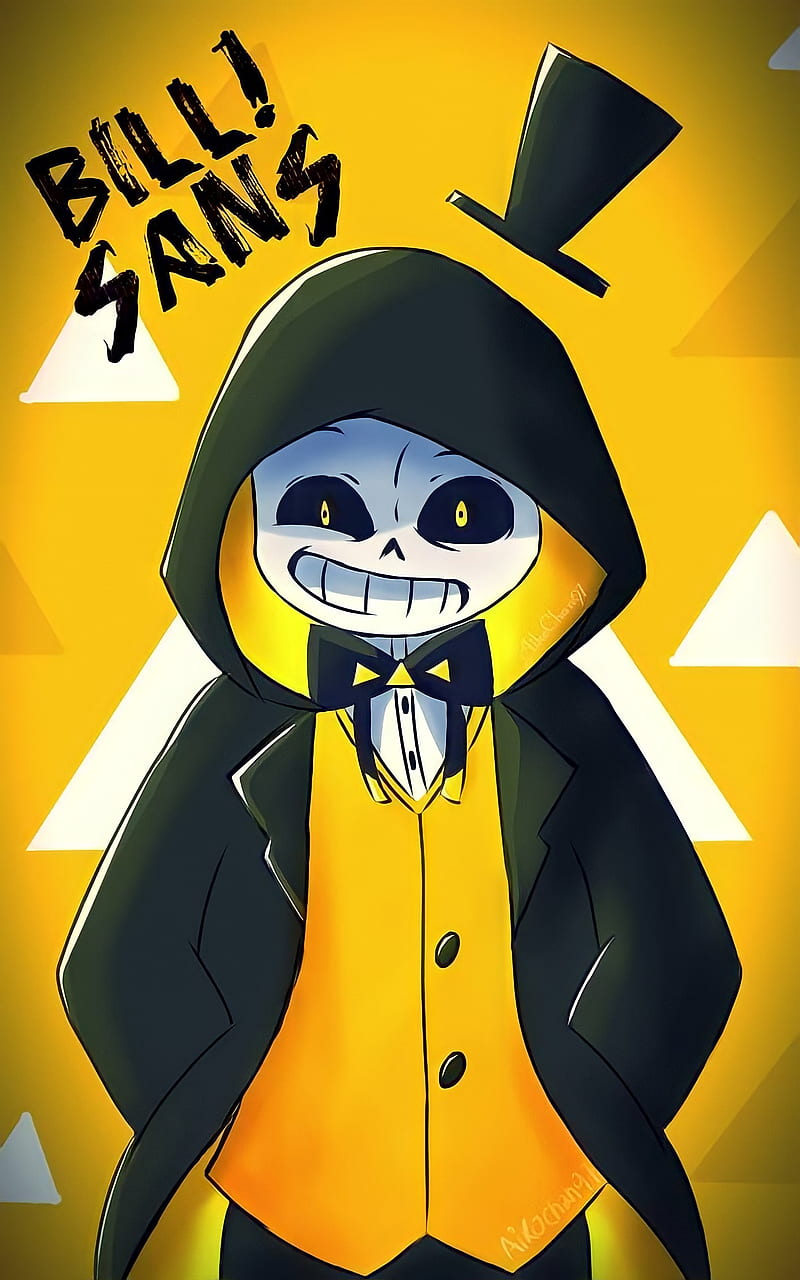 800x1280 Bill sans, bill cipher, gravity falls, undertale, yellow, HD phone wallpaper