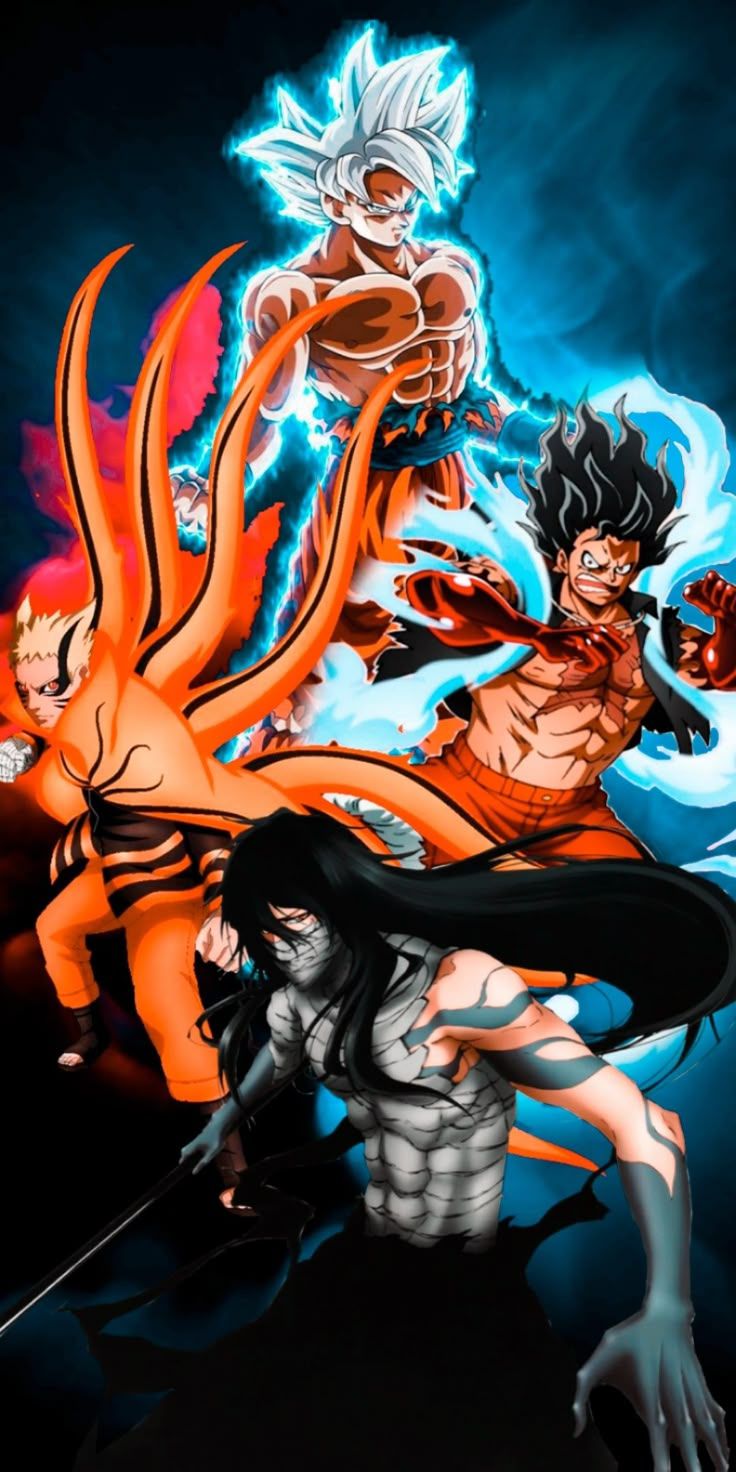 736x1472 goku #naruto #ichigo #luffy #animewallpaper #dope